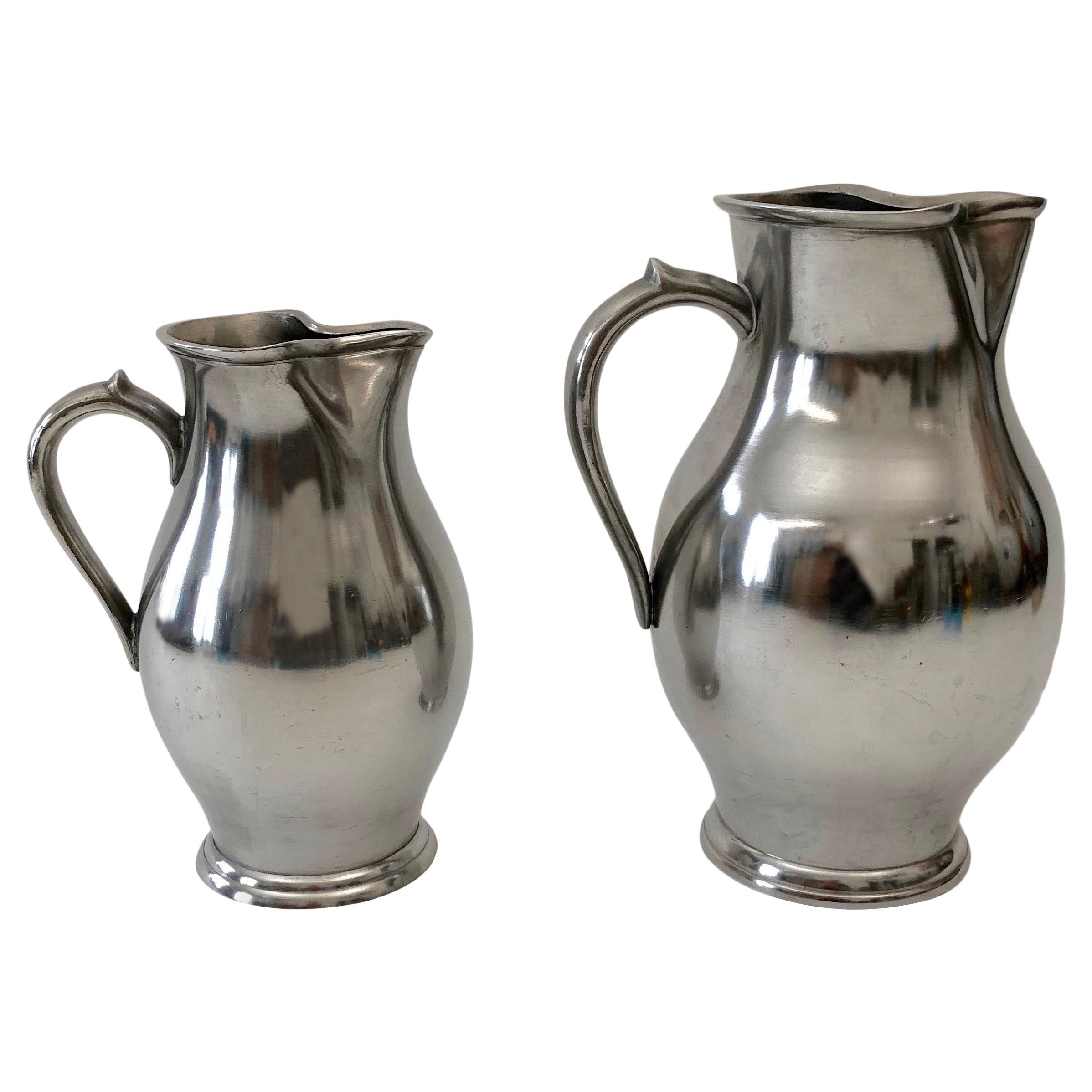 Two Pewter Wine Jugs from the Wiener Zin Manufacture Dated 1837 For Sale