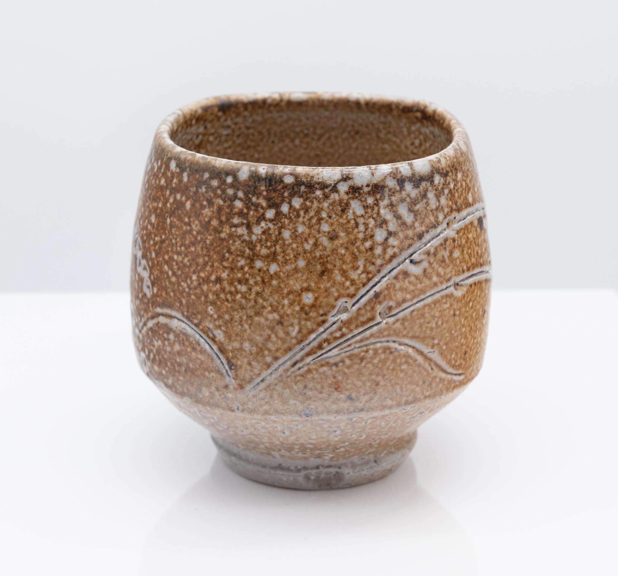 Mid-Century Modern Deux vases à thé en grès Yunomi émaillé au sel et au feu de bois de Phil Woods en vente