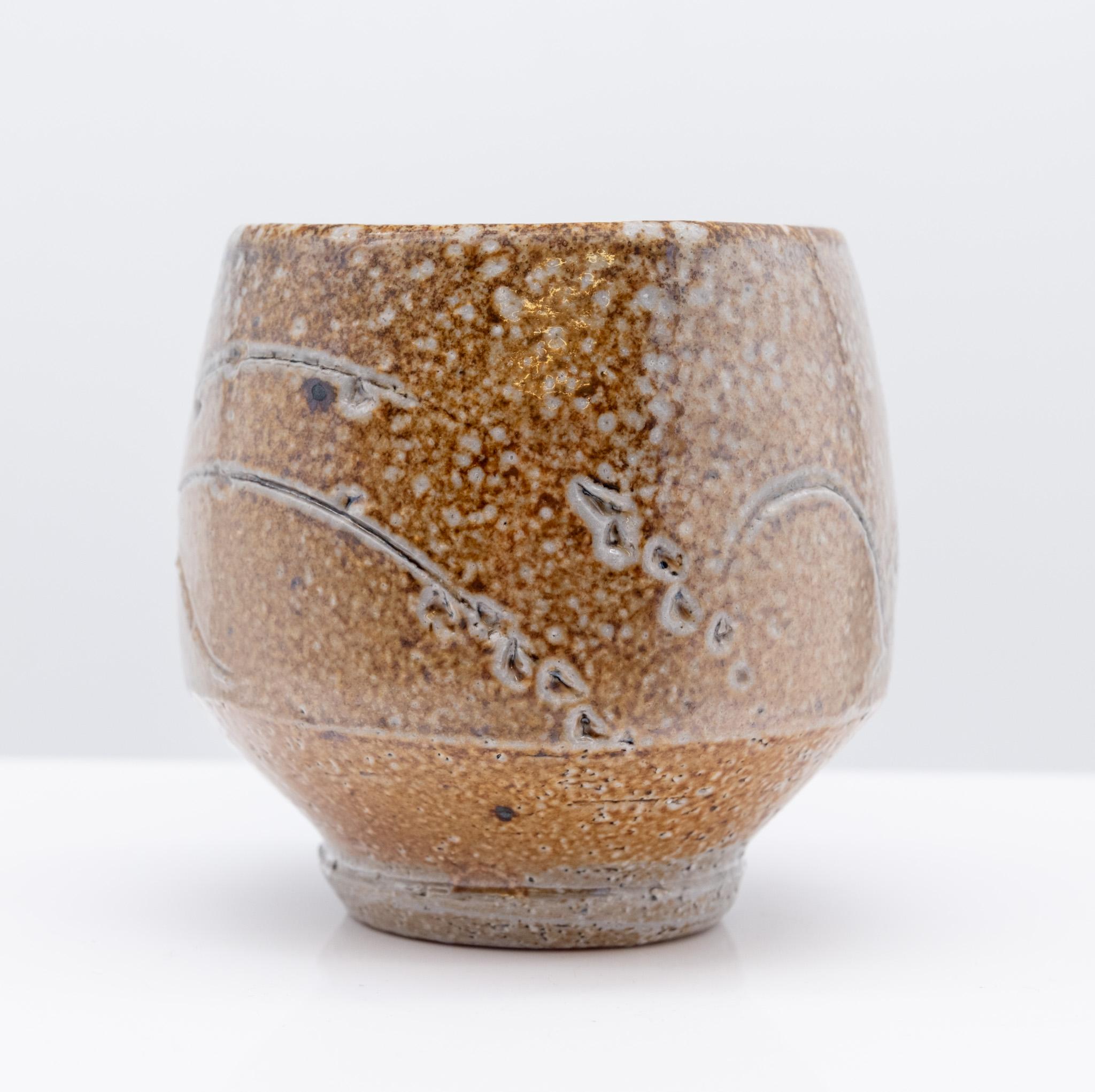 Grès Deux vases à thé en grès Yunomi émaillé au sel et au feu de bois de Phil Woods en vente