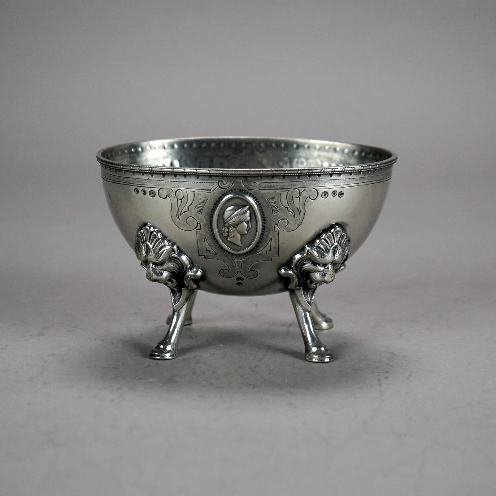 Two Piece Antique Figural Clawfoot Silver Plated Tea Set with Mask & Foliate Engraving C1890

Measures - 7.25