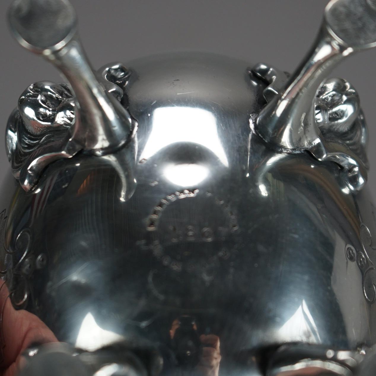 Two Piece Antique Figural Clawfoot Silver Plated Tea Set C1890 In Good Condition For Sale In Big Flats, NY