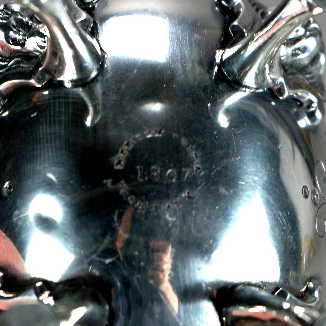19th Century Two Piece Antique Figural Clawfoot Silver Plated Tea Set C1890 For Sale
