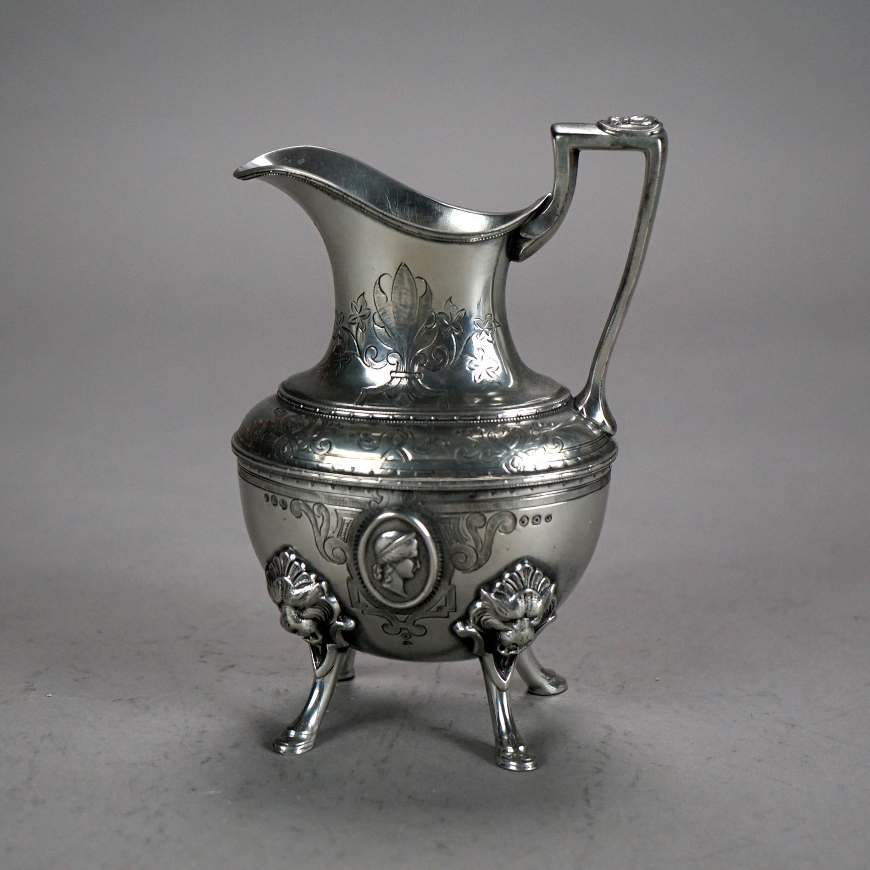 Two Piece Antique Figural Clawfoot Silver Plated Tea Set C1890 For Sale 1