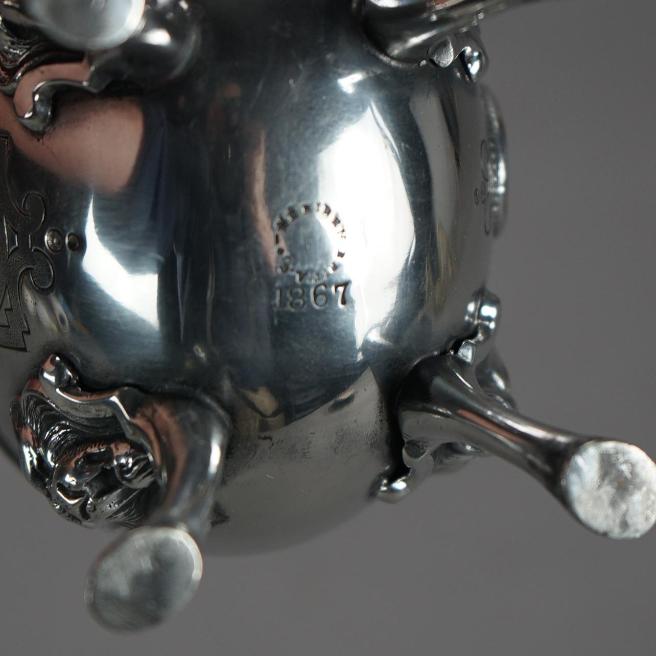 Two Piece Antique Figural Clawfoot Silver Plated Tea Set C1890 For Sale 2