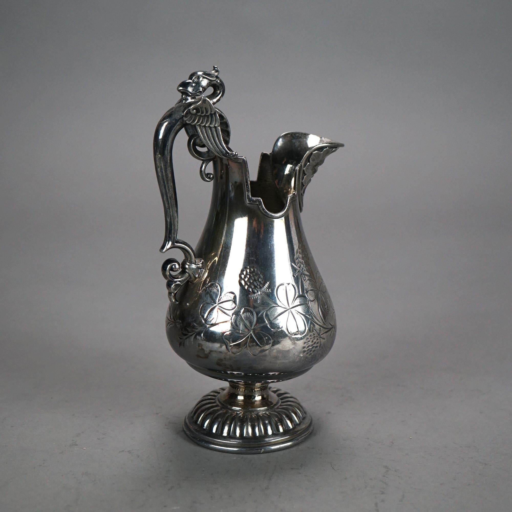 Servizio da tè figurativo antico in argento placcato in due pezzi con incisioni di foglie e frutta C1890

Misure: 8,5