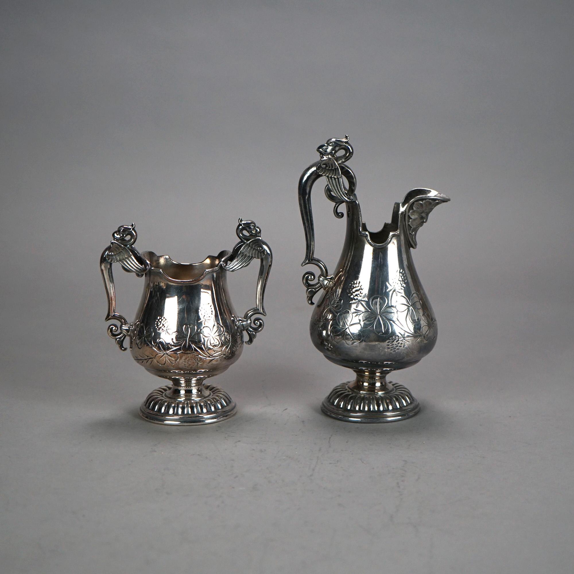 Set da tè figurato antico in argento placcato in due pezzi C1890 in vendita 2