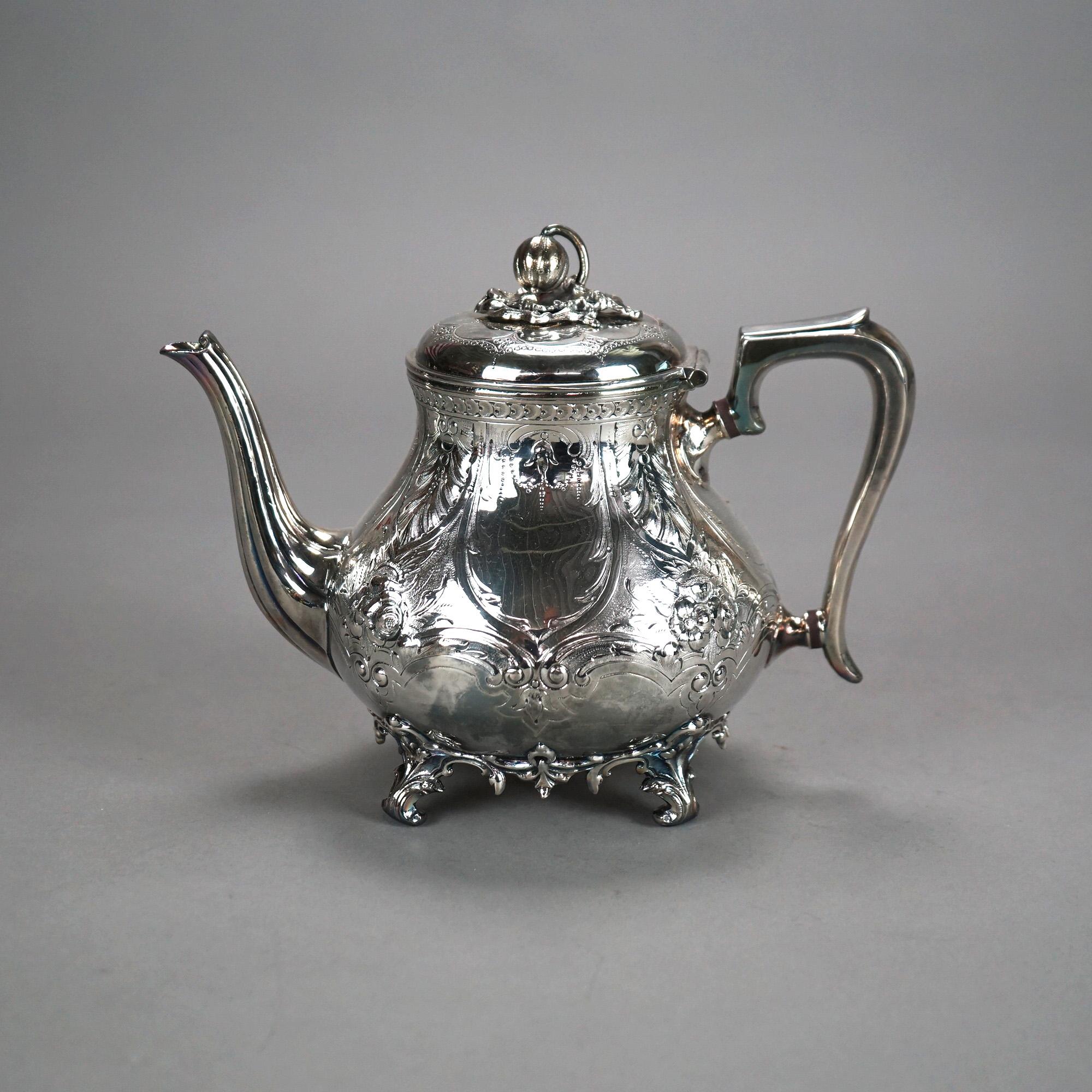 Juego de té antiguo de dos piezas con pie plateado C1890 siglo XIX en venta