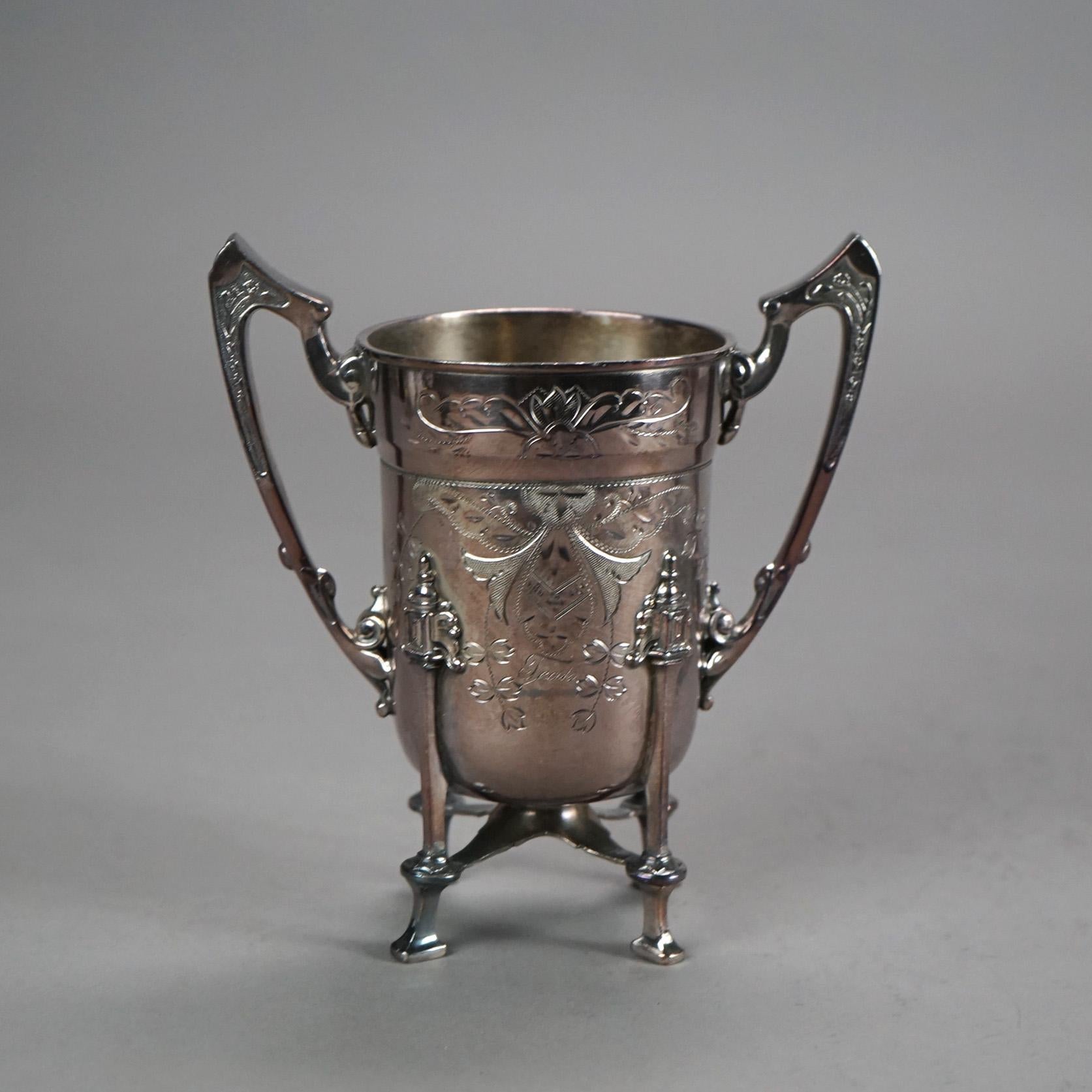 XIX secolo Set da tè antico con piede in argento placcato in due pezzi C1890 in vendita