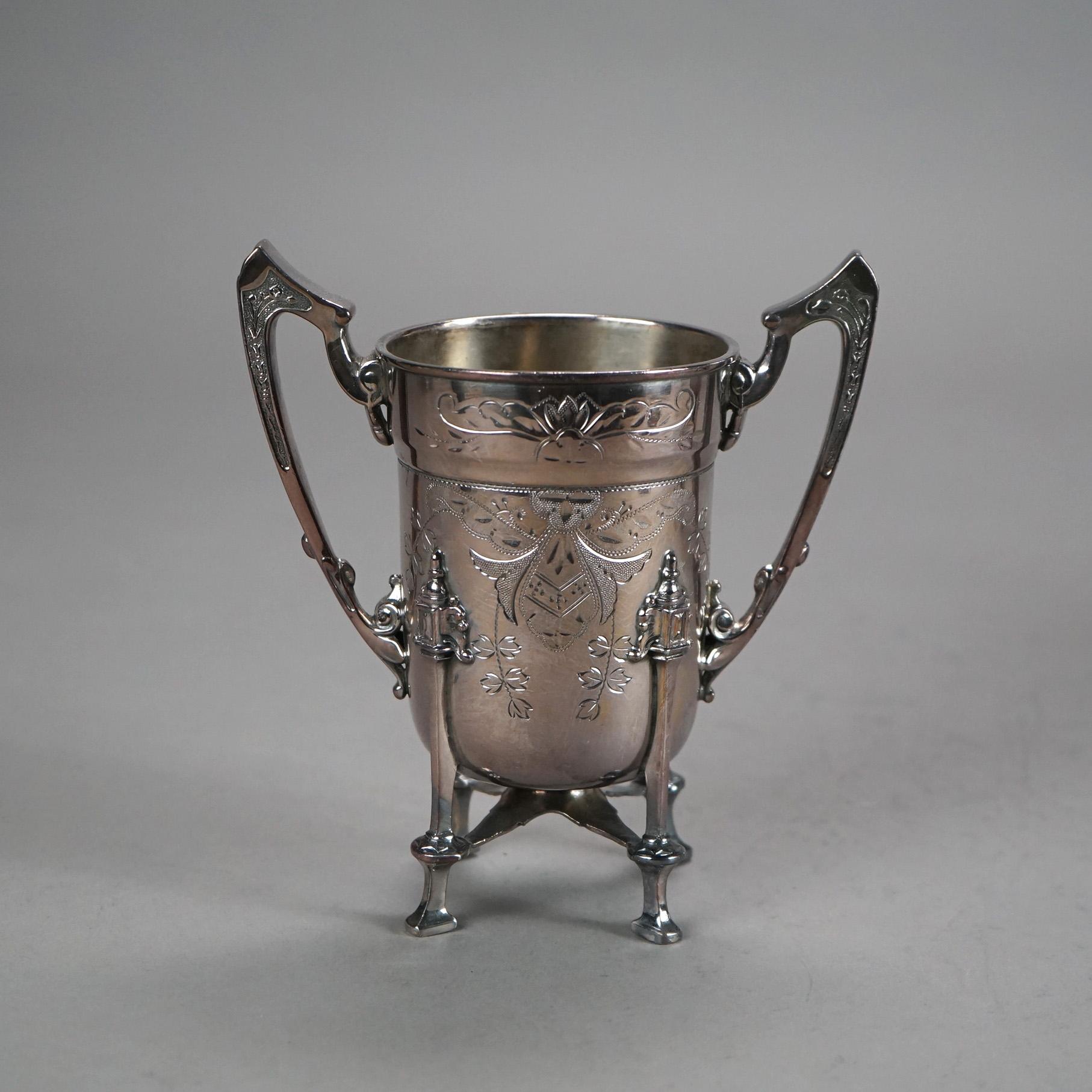 Placcato argento Set da tè antico con piede in argento placcato in due pezzi C1890 in vendita