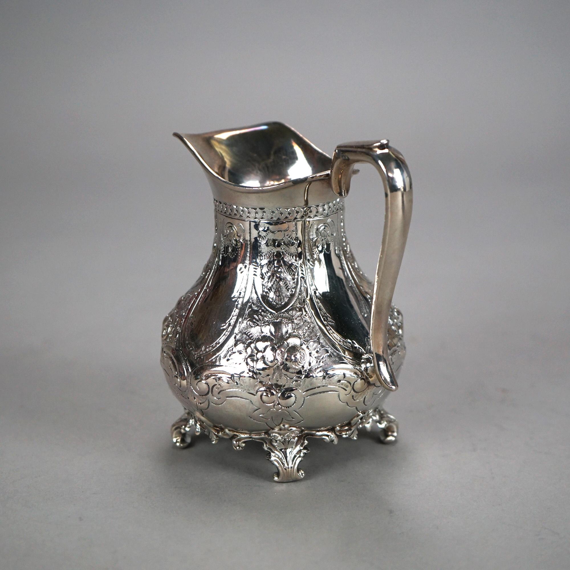Juego de té antiguo de dos piezas con pie plateado C1890 en venta 4