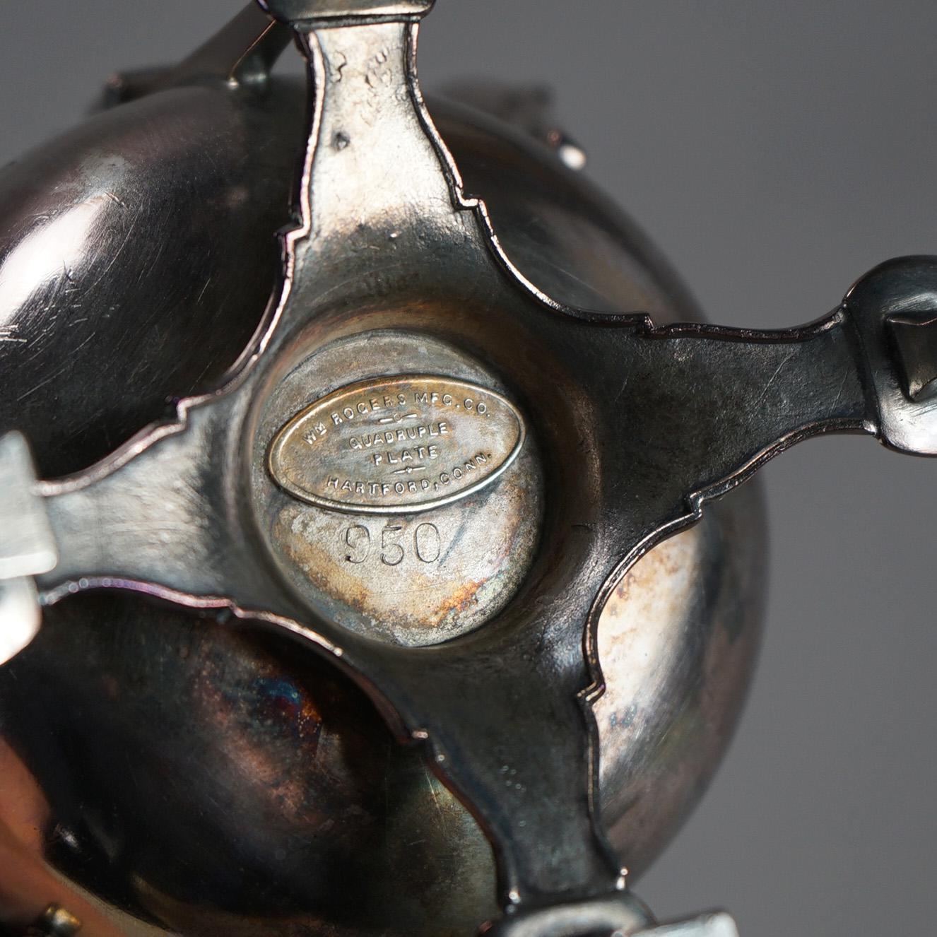 Set da tè antico con piede in argento placcato in due pezzi C1890 in vendita 4
