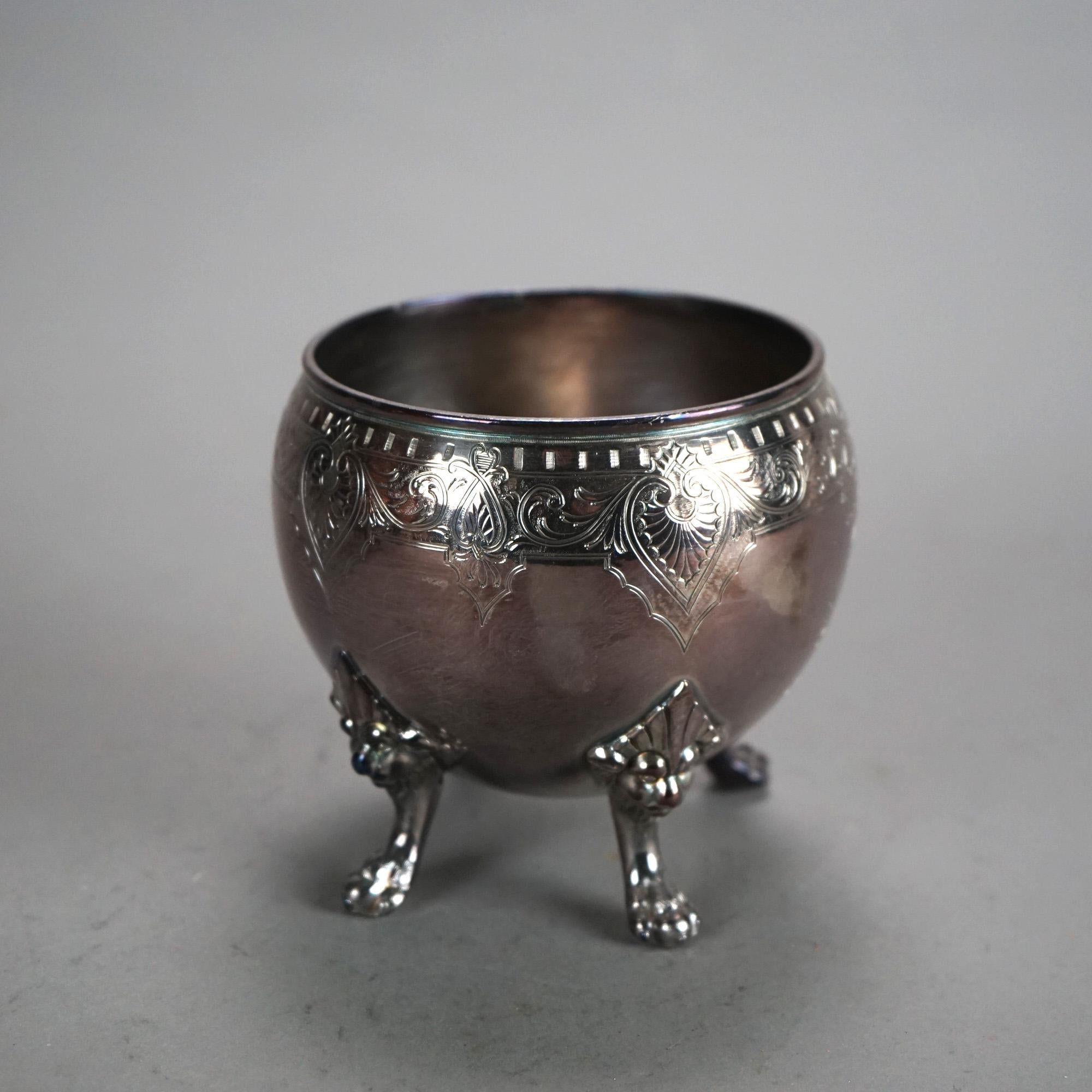 XIX secolo Set da tè con piedi a zampa d'asino in due pezzi antichi placcati in argento C1890 in vendita