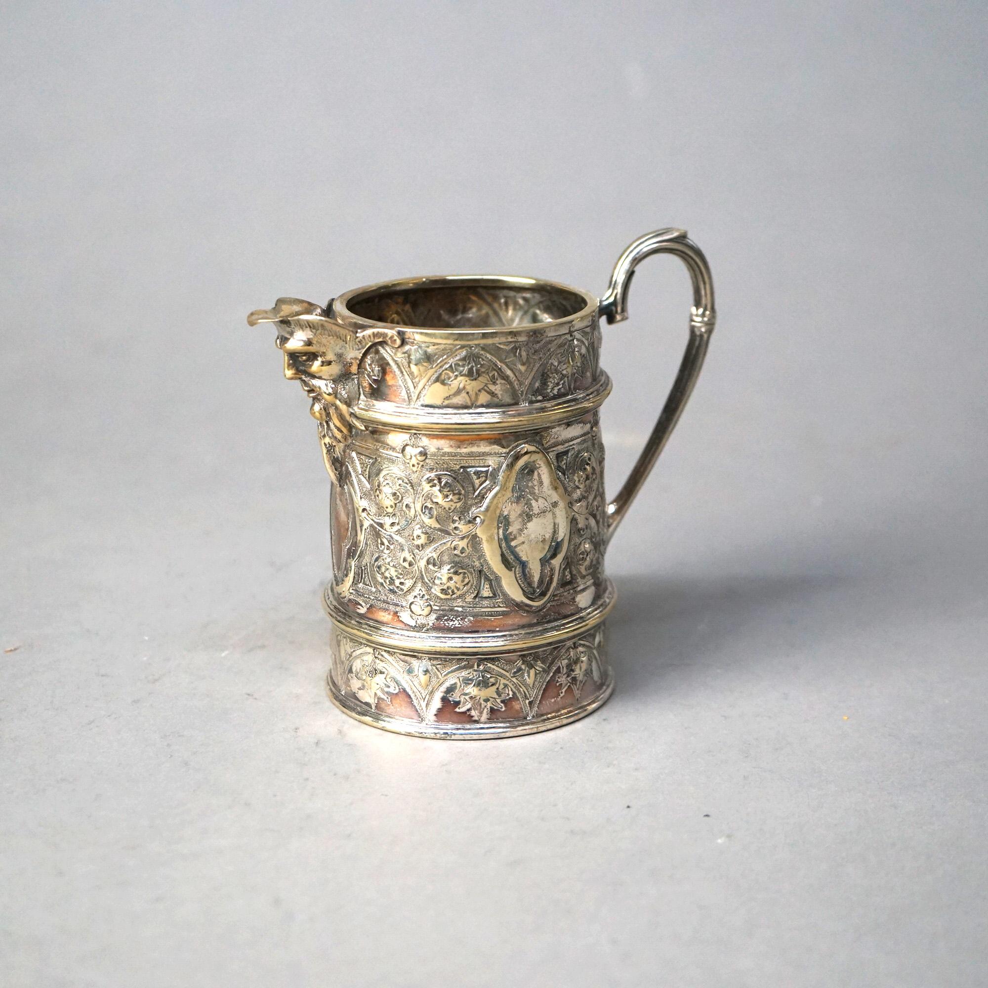 Juego antiguo de dos piezas de cremera y azucarero bañados en plata C1890 siglo XIX en venta
