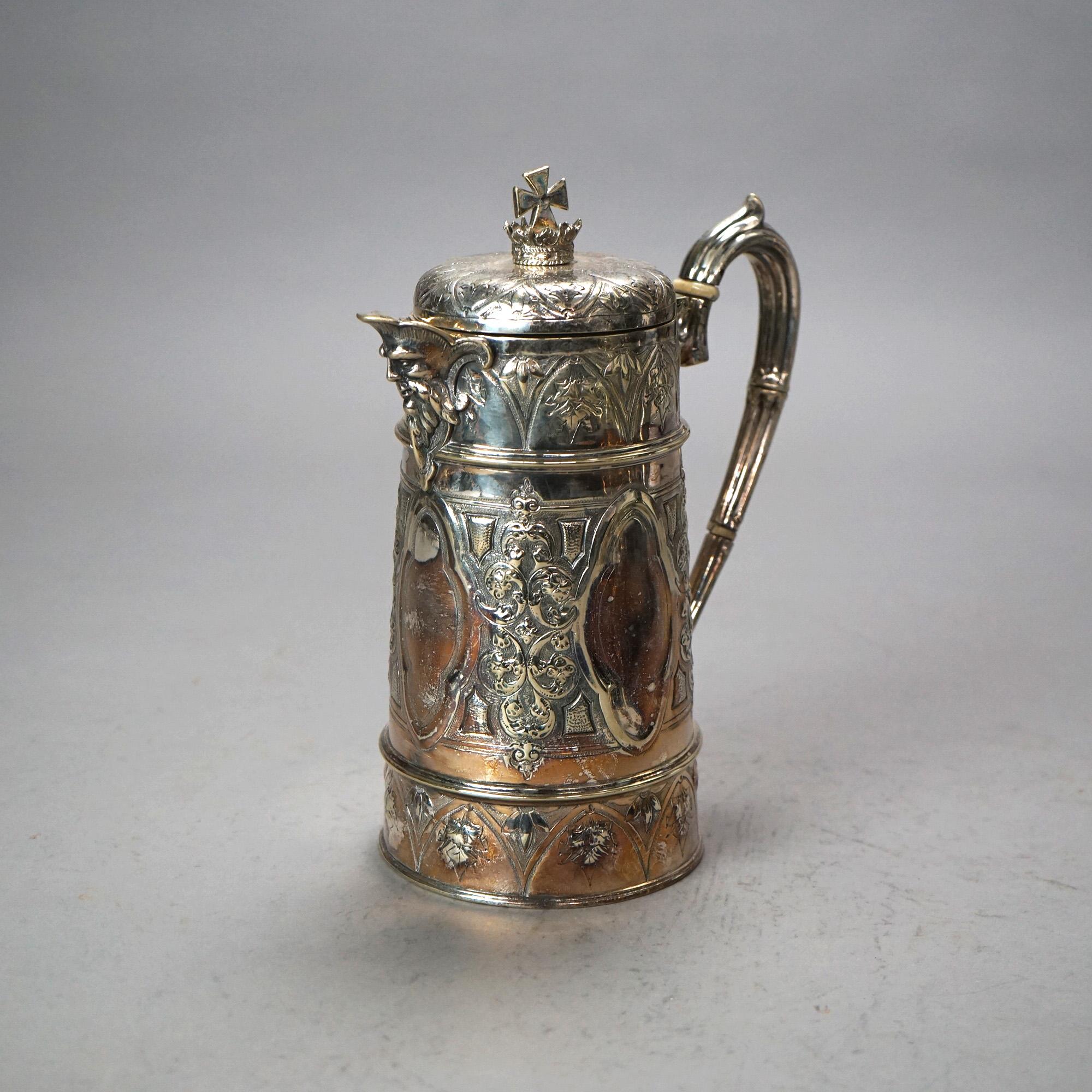 XIX secolo Servizio da tè figurato antico in due pezzi placcato in argento C1890 in vendita