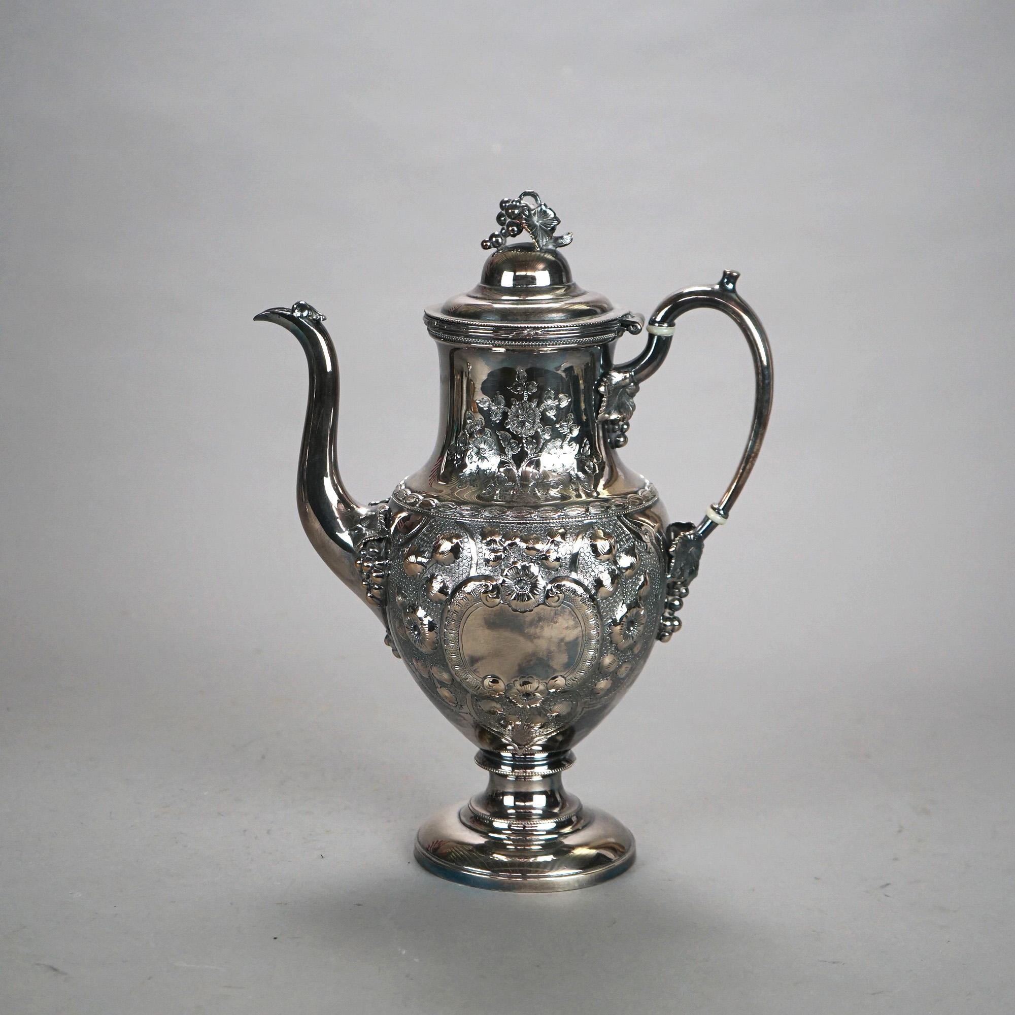 Two Piece Antique Silver Plated Tea Set C1890 In Good Condition For Sale In Big Flats, NY