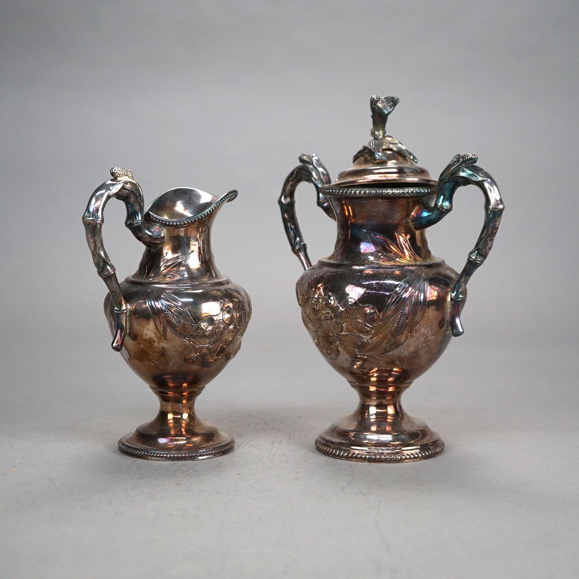 Set da tè antico in argento placcato in due pezzi C1890 in vendita 3