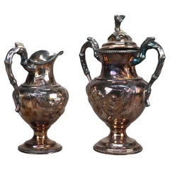 Two Piece Antique Silver Plated Tea Set C1890