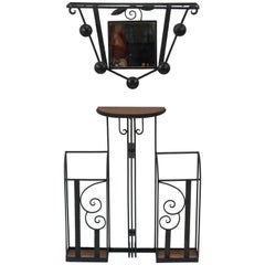 Art-Déco-Set für den Flur, Schirmständer, Spiegel und Coatrack, 1920er Jahre, zweiteilig