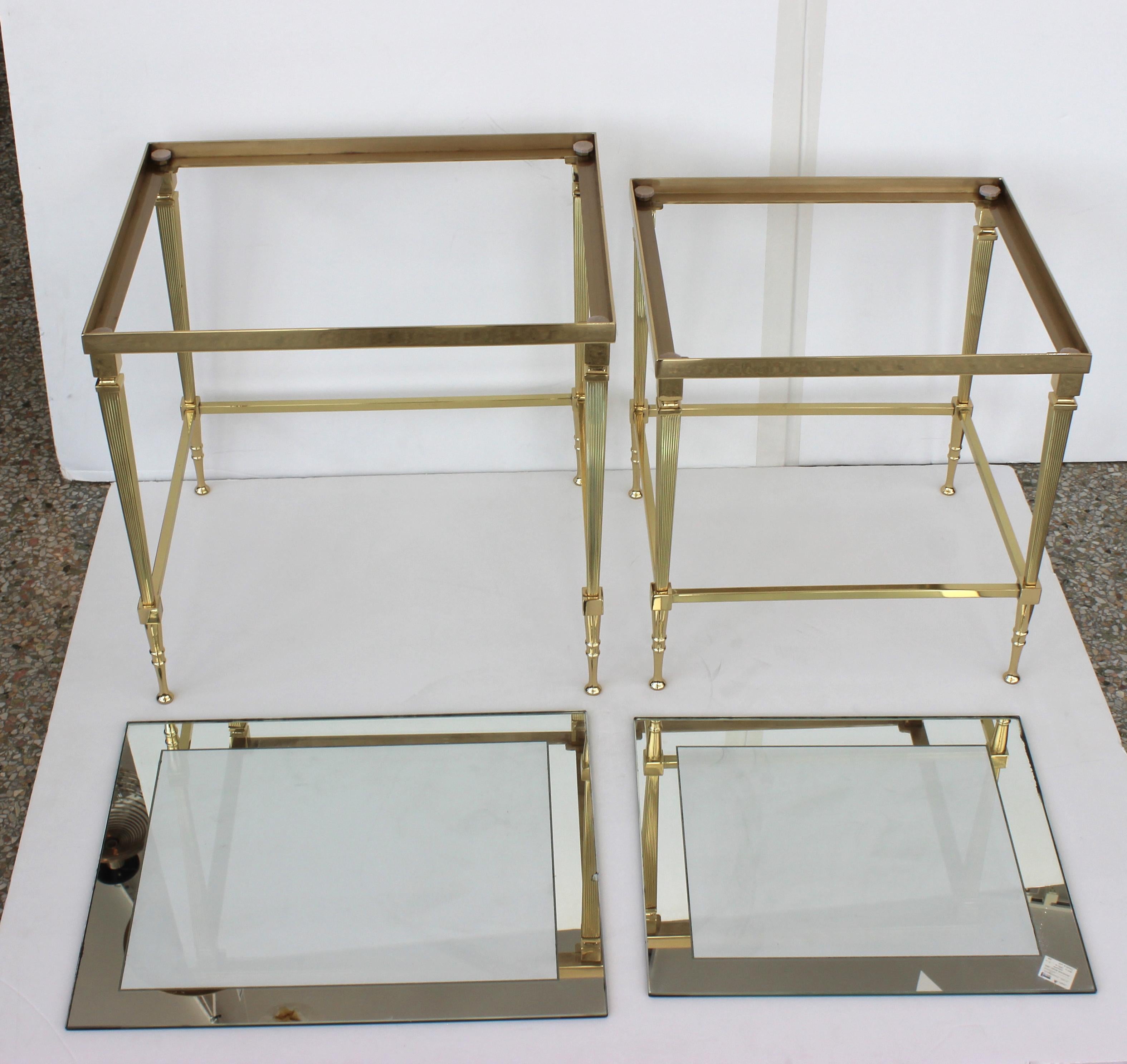 French Two Piece Brass Nesting Tables by Jansen