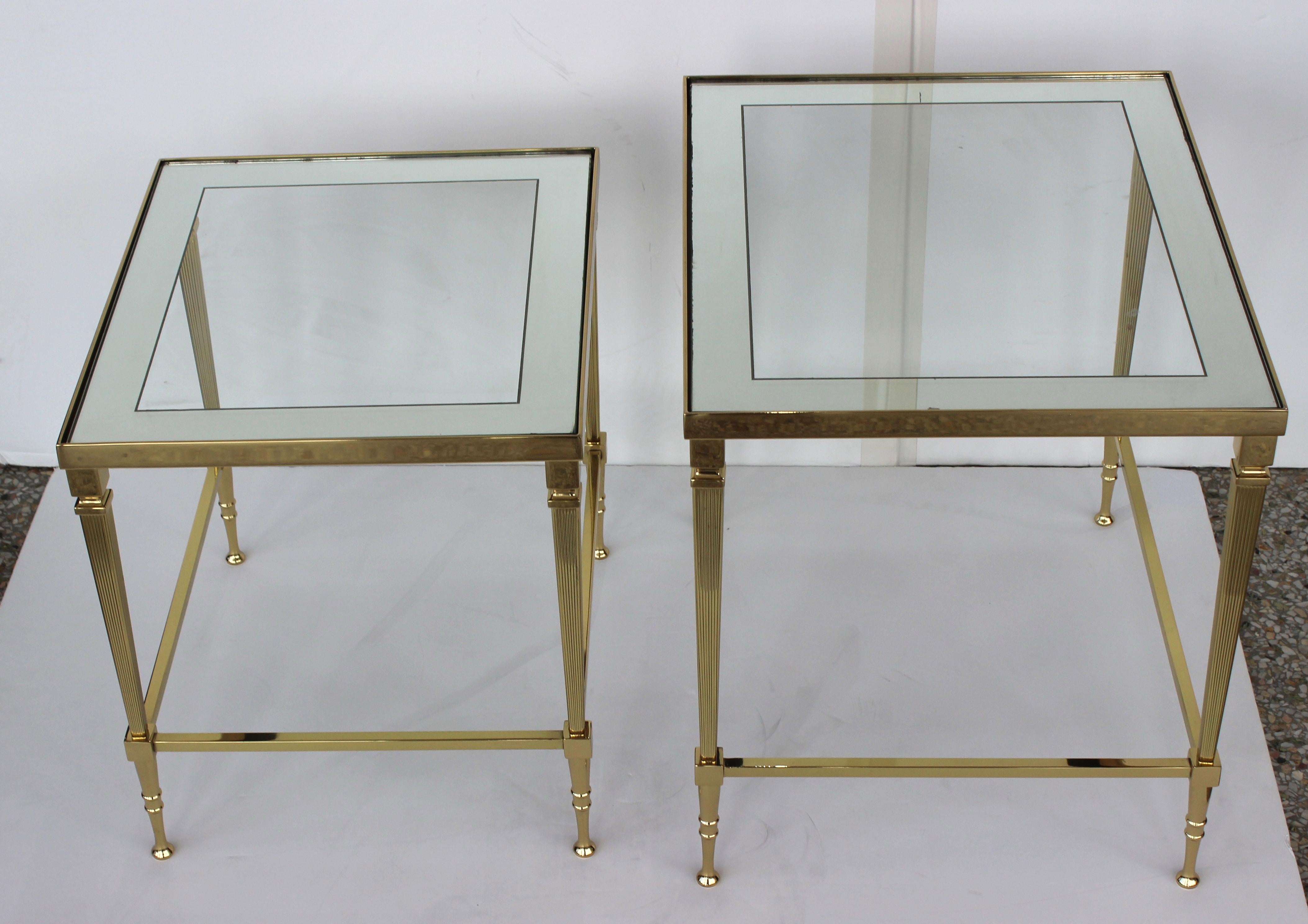 20th Century Two Piece Brass Nesting Tables by Jansen