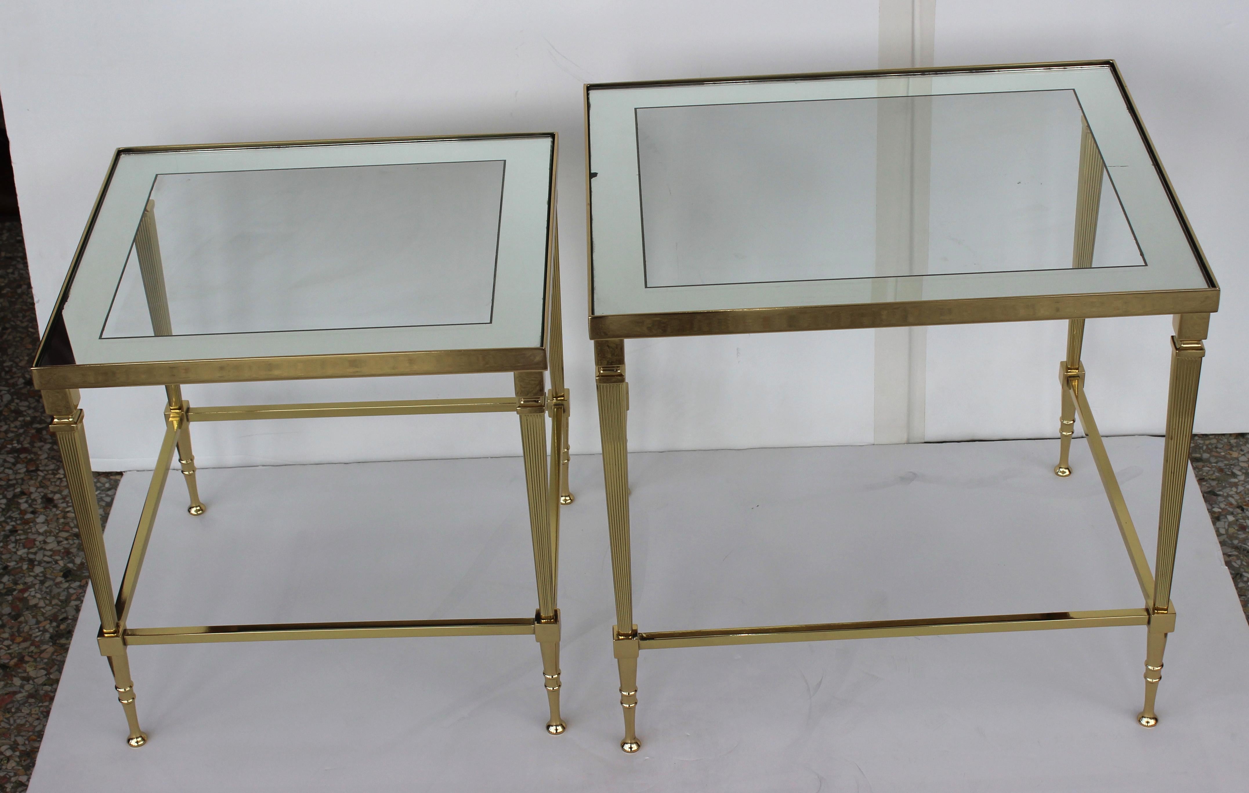 Two Piece Brass Nesting Tables by Jansen 1