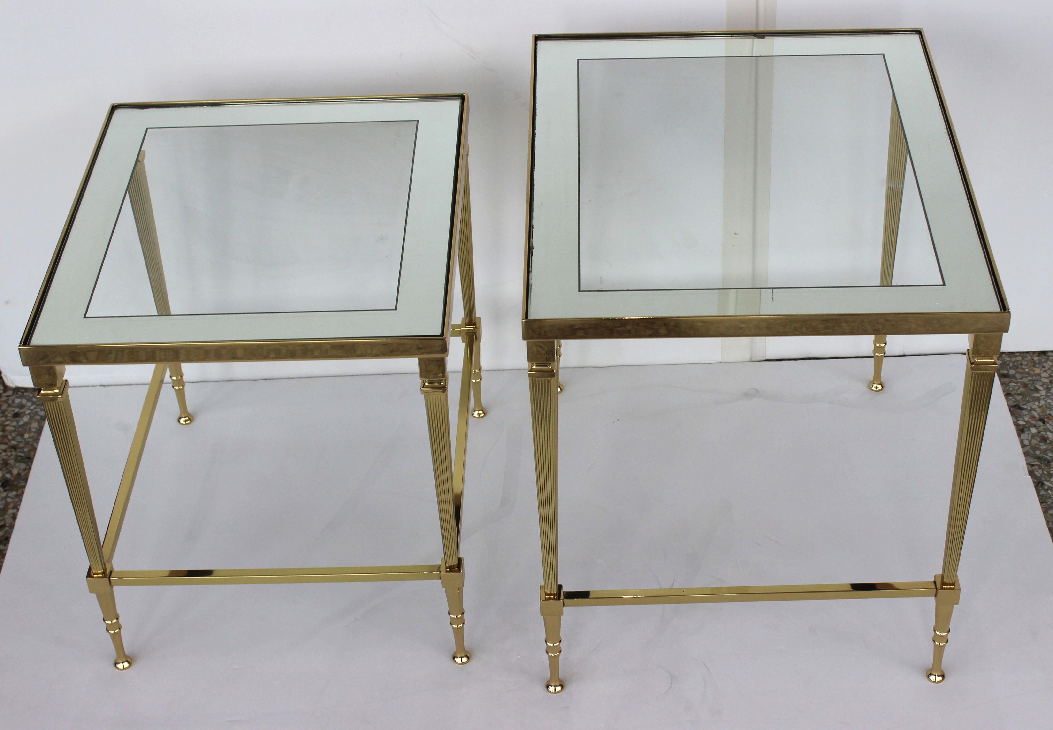 Two Piece Brass Nesting Tables by Jansen 2