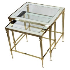 Two Piece Brass Nesting Tables by Jansen
