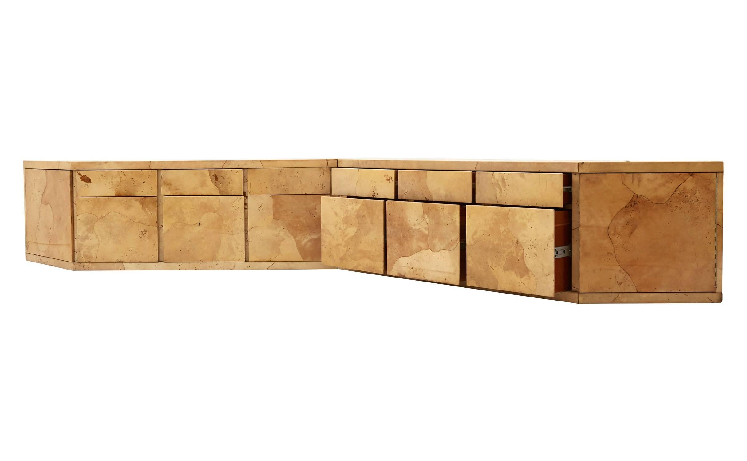 20th Century Mid-Century Two-Piece Lacquered Parchment Credenza