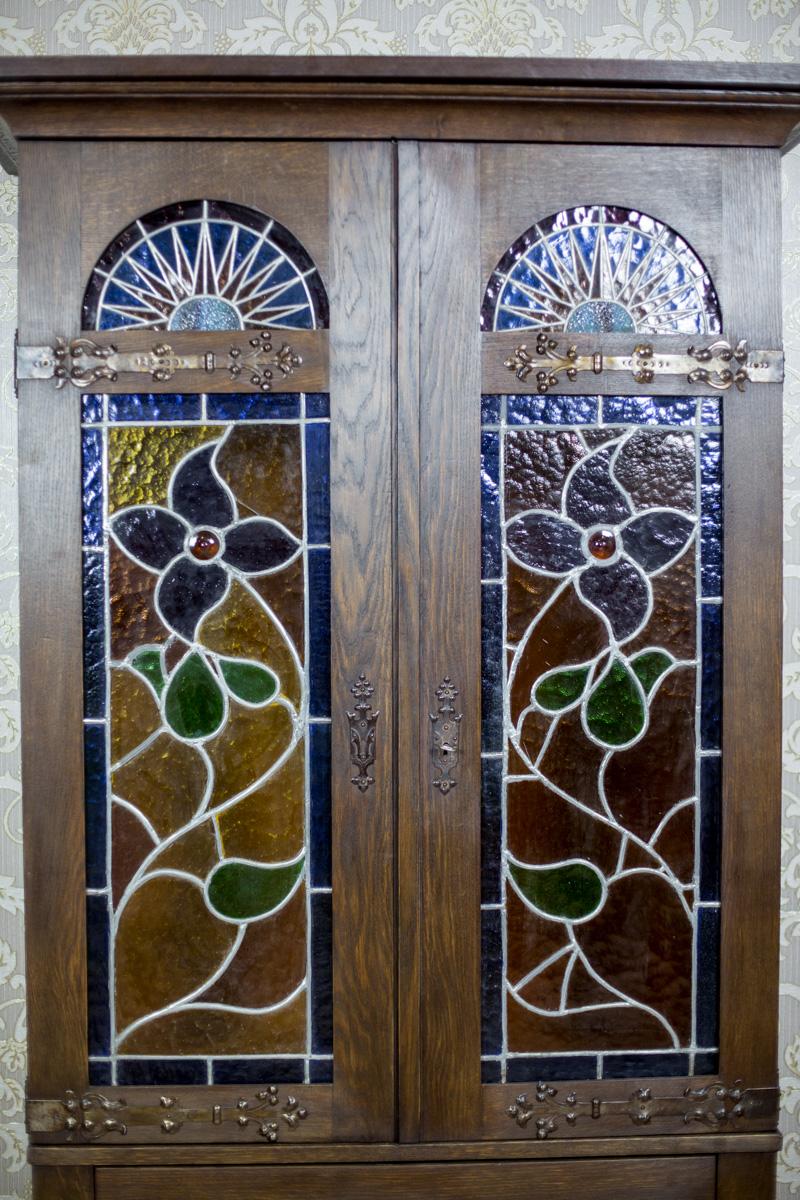 Two-Piece Closet or Cupboard with Stained Glass, circa 1930 2