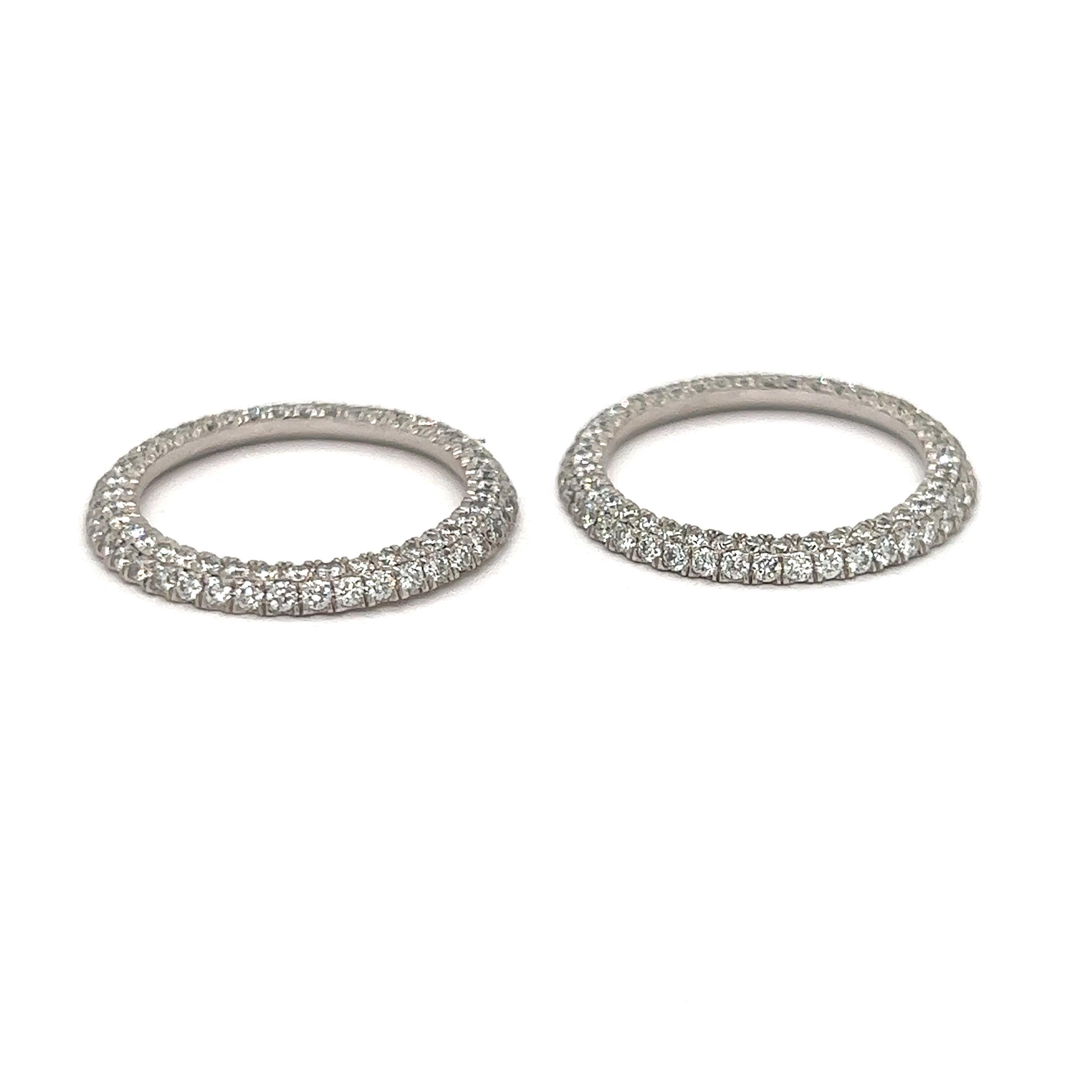 Modern Two Piece Diamond and Platinum Double Eternity Ring For Sale