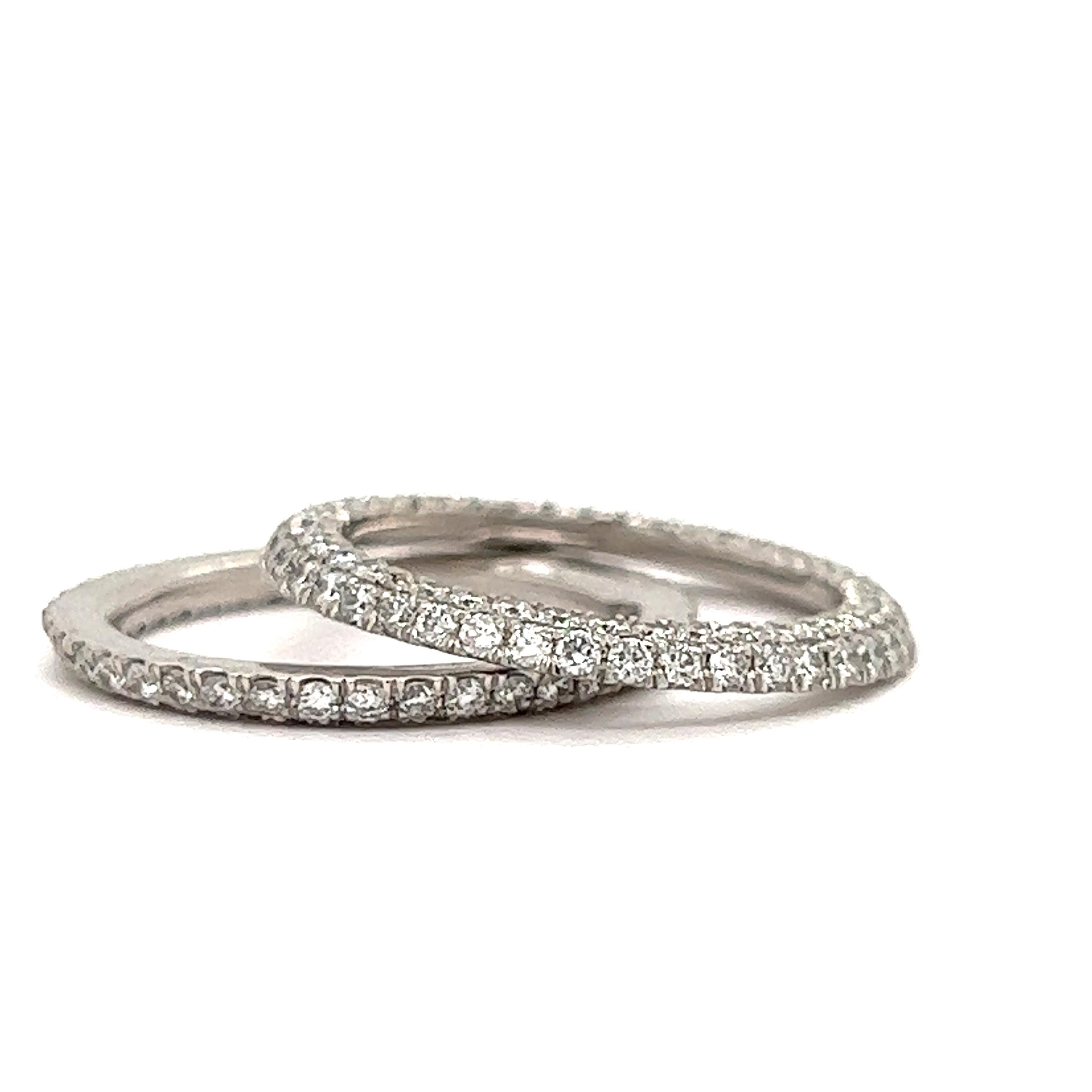 Round Cut Two Piece Diamond and Platinum Double Eternity Ring For Sale