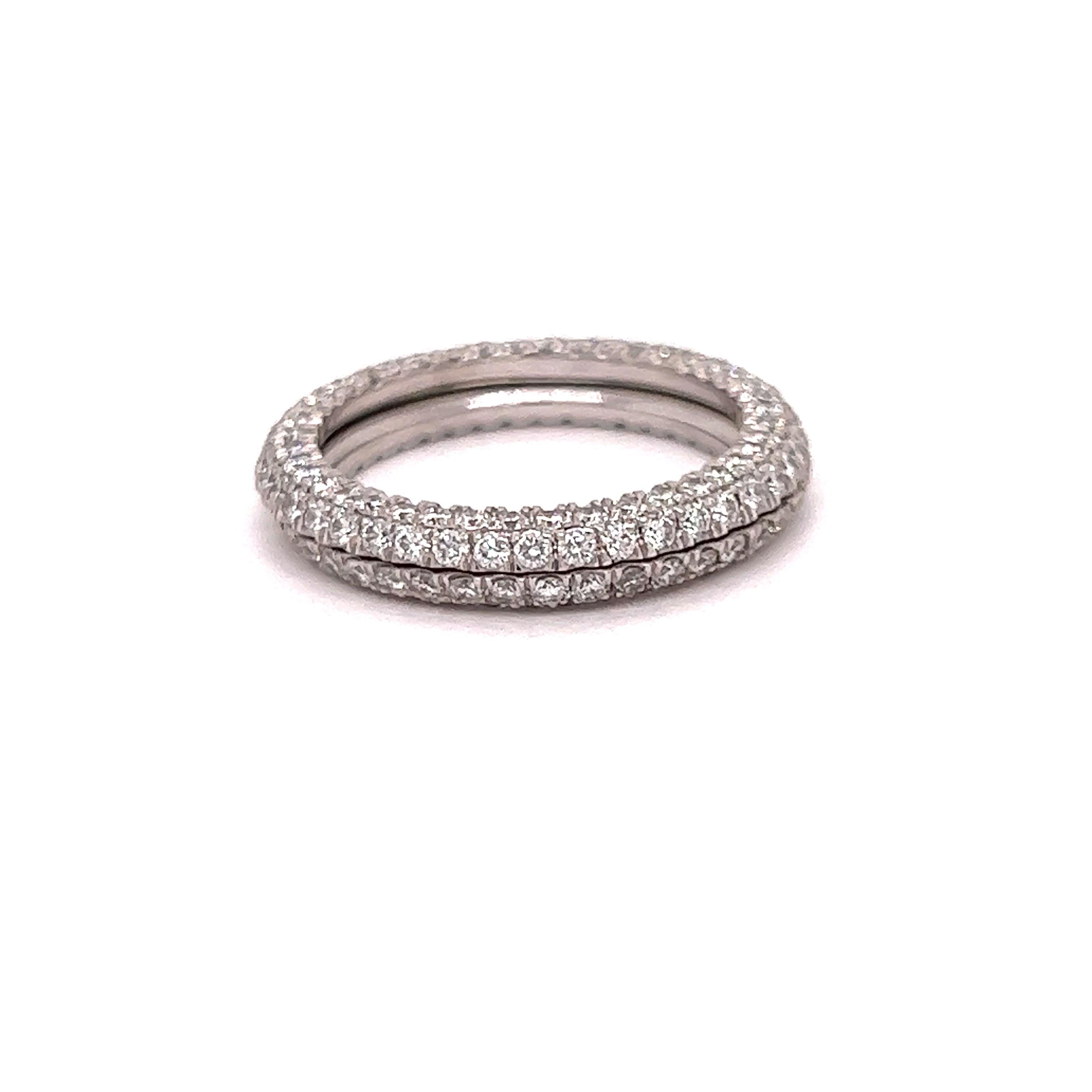 Two Piece Diamond and Platinum Double Eternity Ring In Excellent Condition For Sale In Derby, NY
