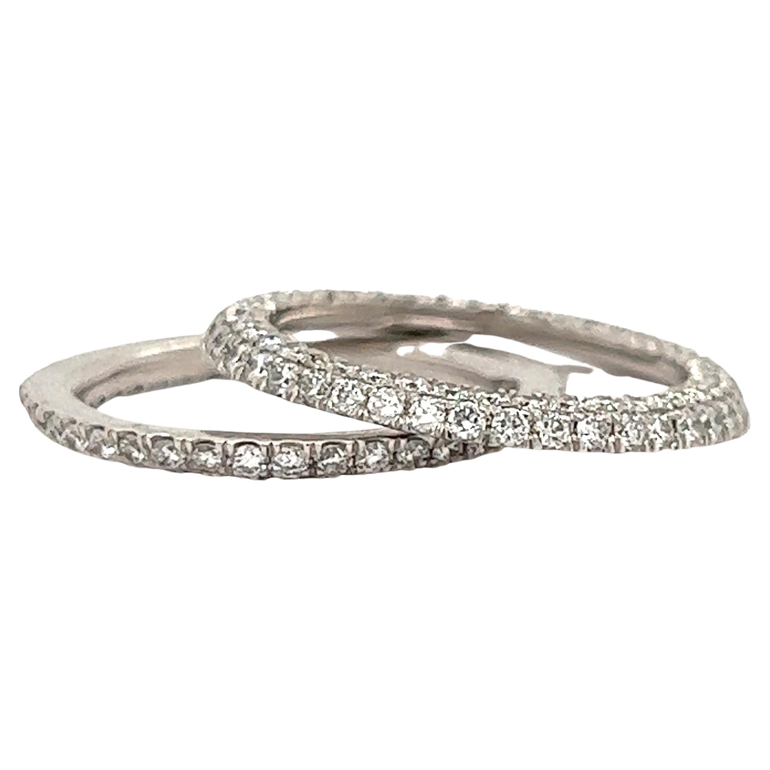 Two Piece Diamond and Platinum Double Eternity Ring For Sale