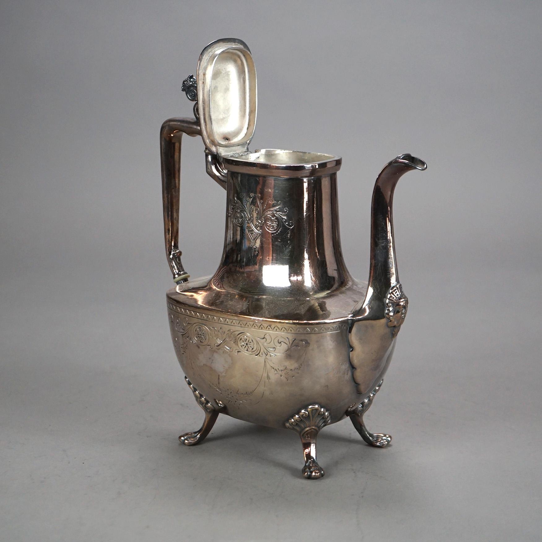 Juego de Té Antiguo Figurado de Dos Piezas con Pies de Garra y Plateado C1890 Chapado en plata en venta