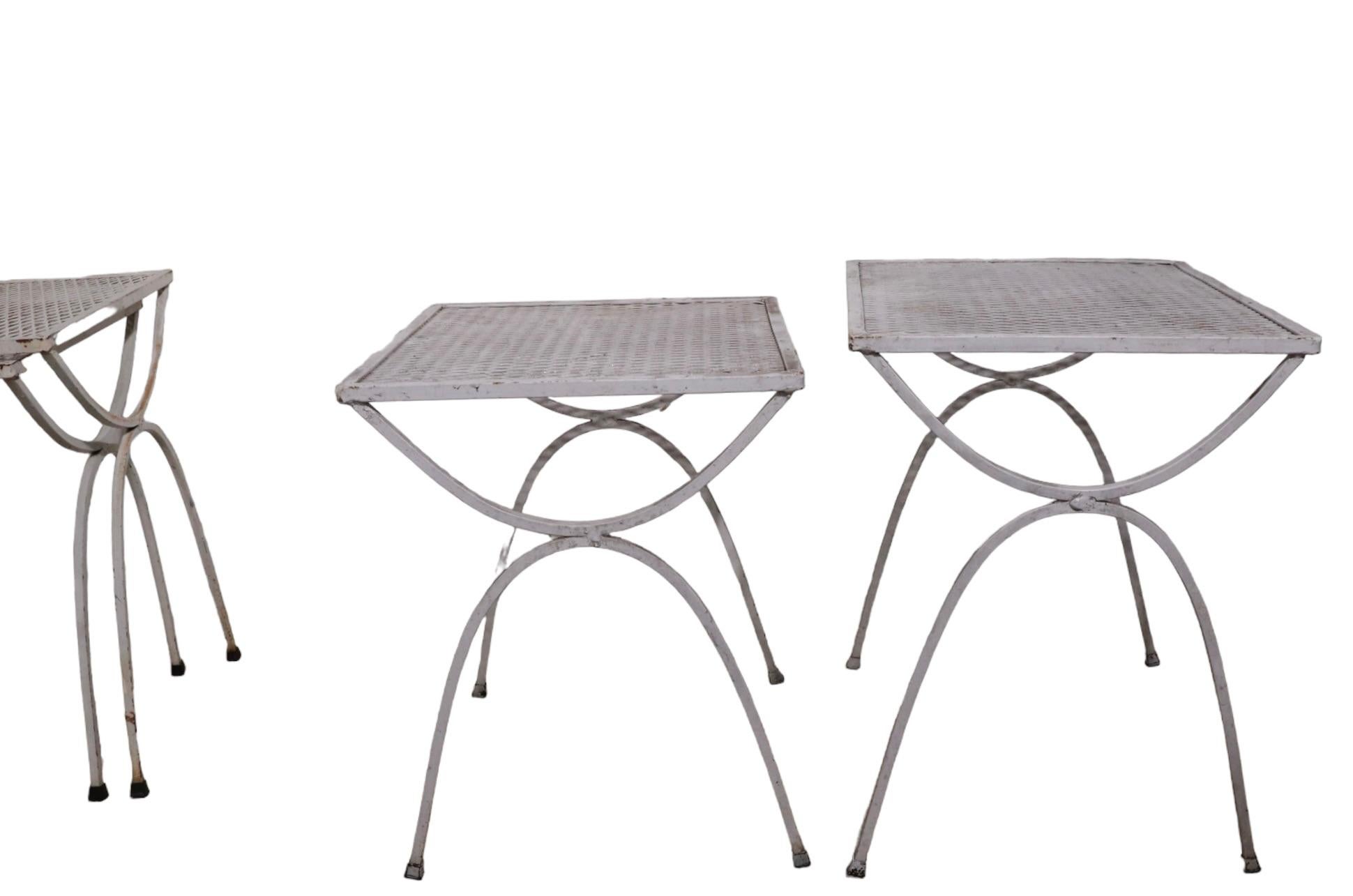 Two Piece Garden Patio Poolside Nesting Tables by Salterini 2 Sets Available For Sale 2