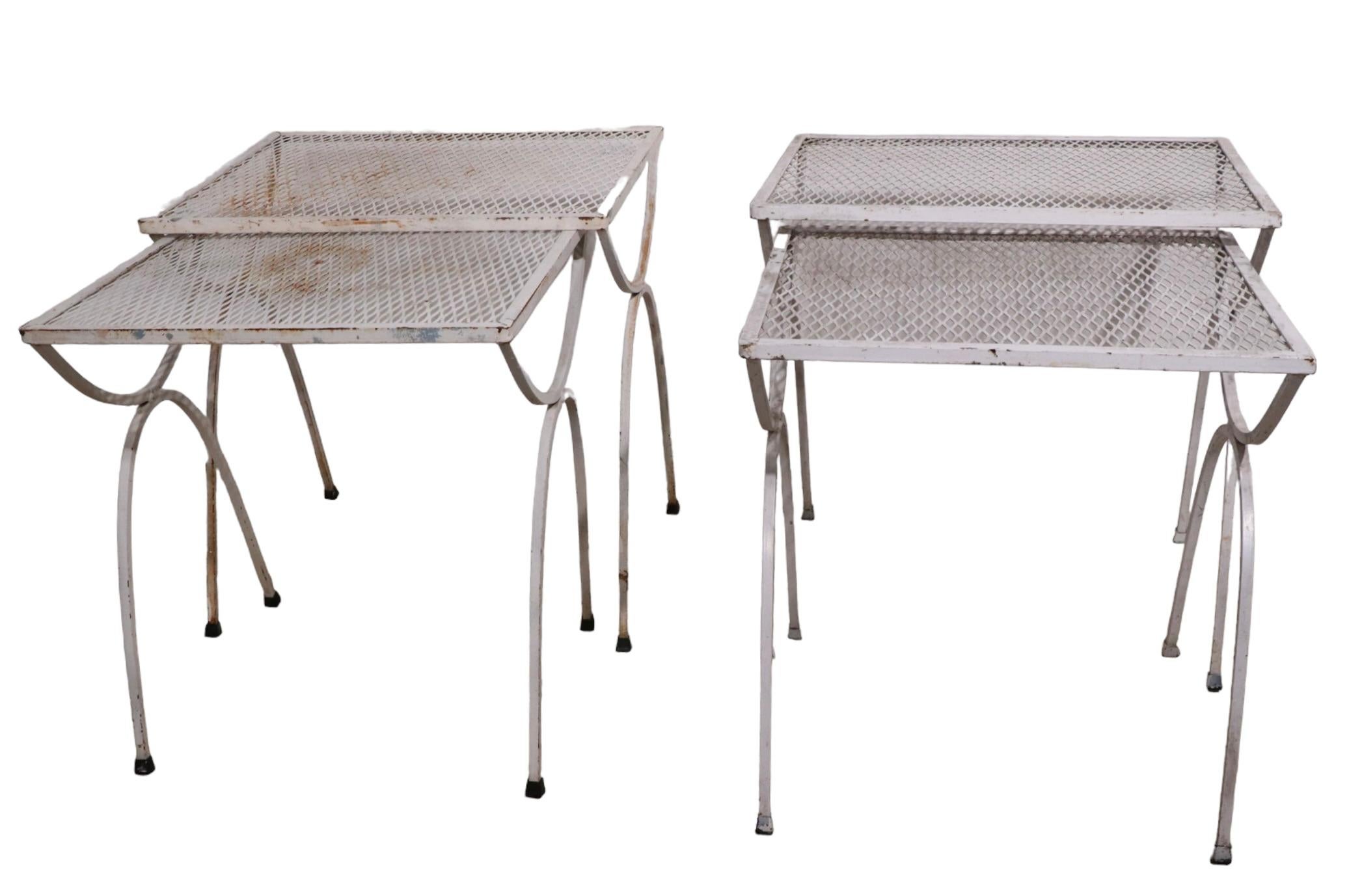 Two Piece Garden Patio Poolside Nesting Tables by Salterini 2 Sets Available For Sale 3