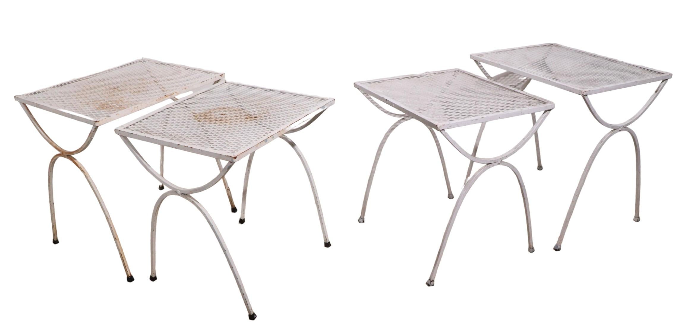 Mid-Century Modern Two Piece Garden Patio Poolside Nesting Tables by Salterini 2 Sets Available For Sale