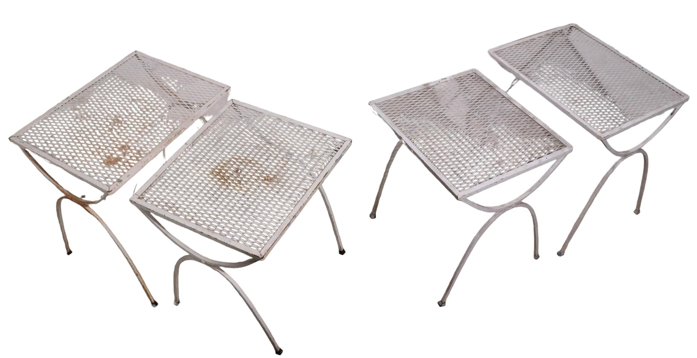 American Two Piece Garden Patio Poolside Nesting Tables by Salterini 2 Sets Available For Sale