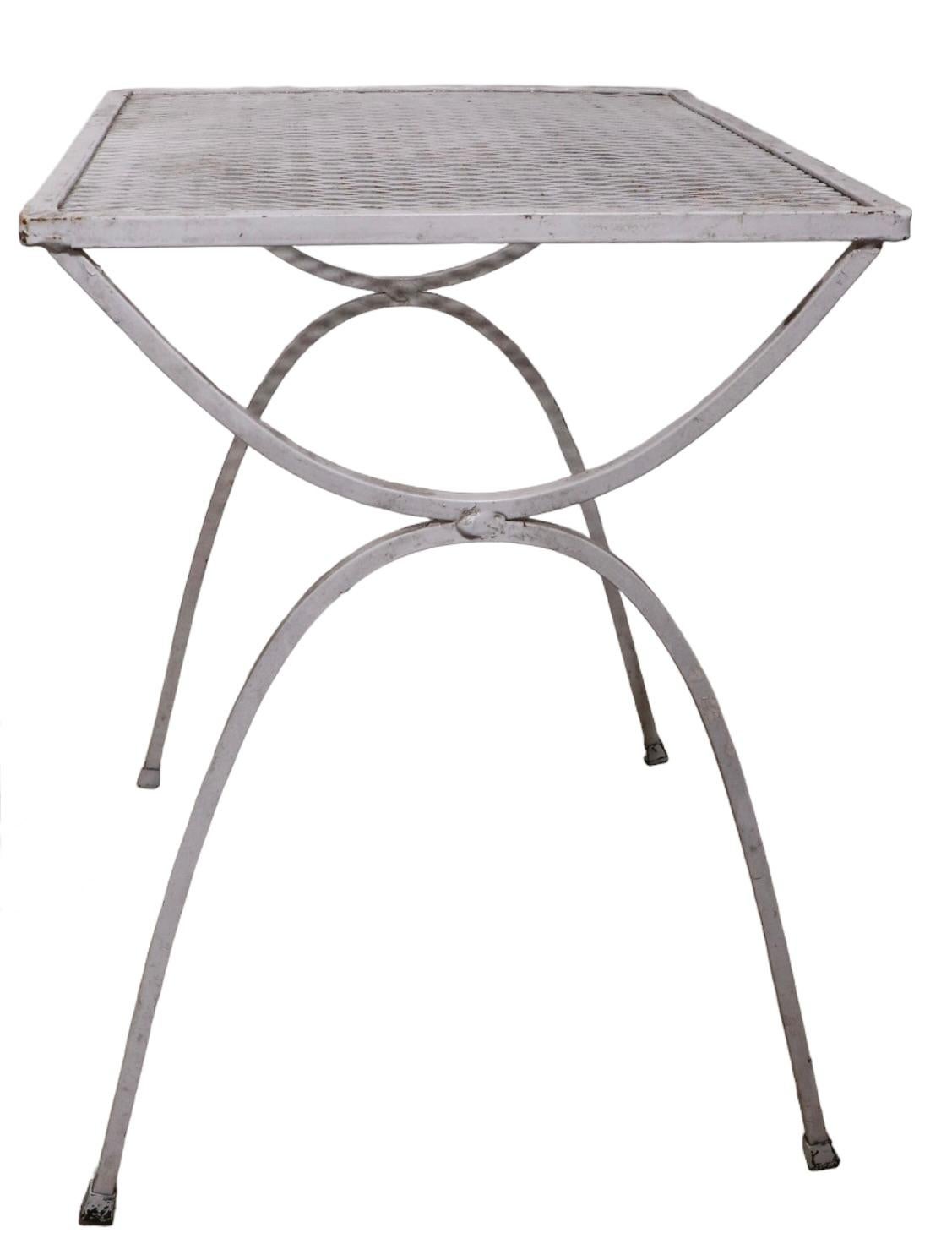 Wrought Iron Two Piece Garden Patio Poolside Nesting Tables by Salterini 2 Sets Available For Sale