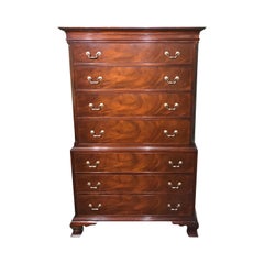 Two Piece Georgian Style Mahogany Chest on Chest by Kaplan Furniture