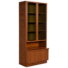 Two-Piece German Modern Teak Display China Hutch Cabinet by Bartels Möbelstück