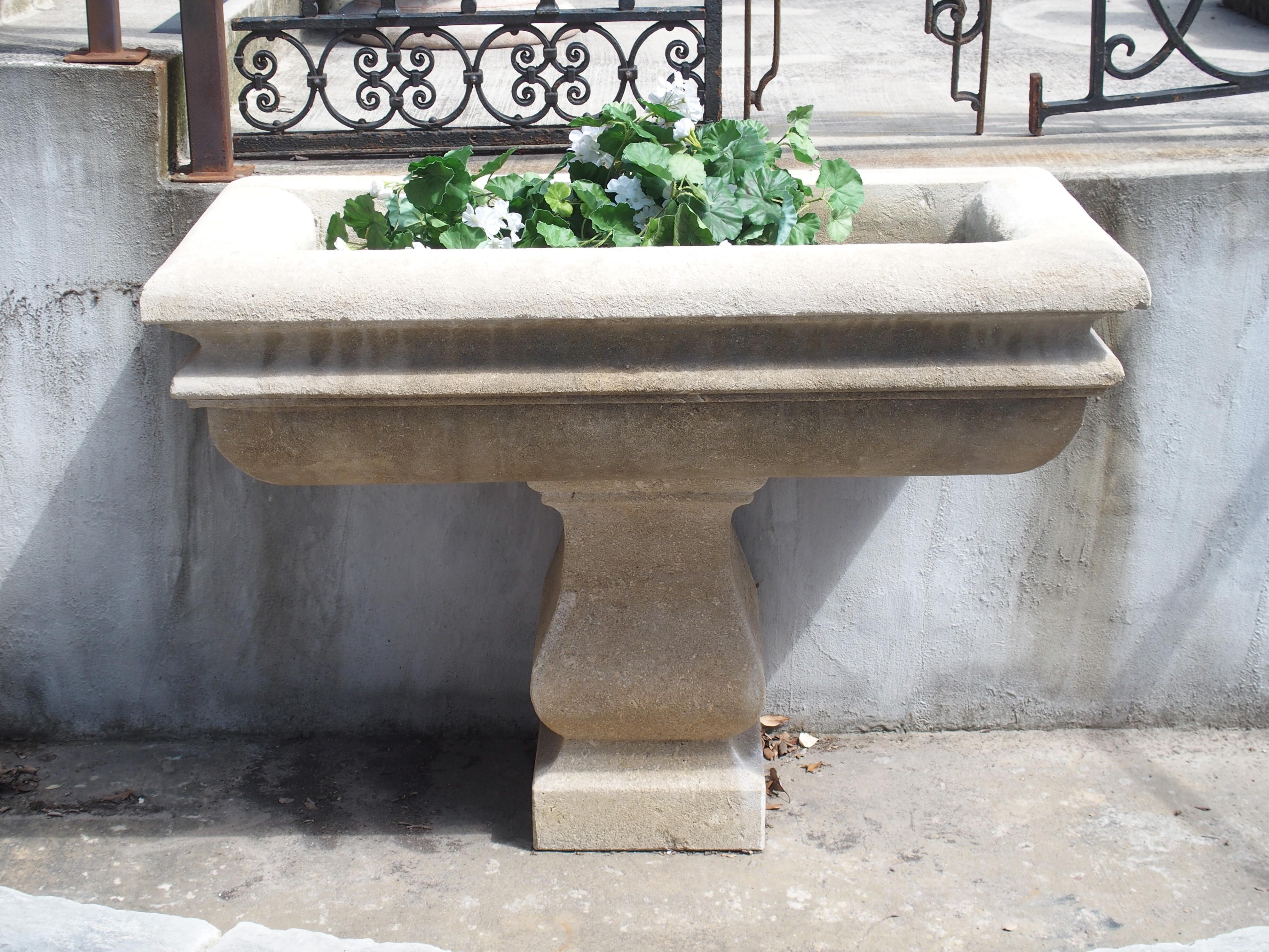 Two Piece Italian Garden Planter or Sink in Carved Limestone For Sale 2
