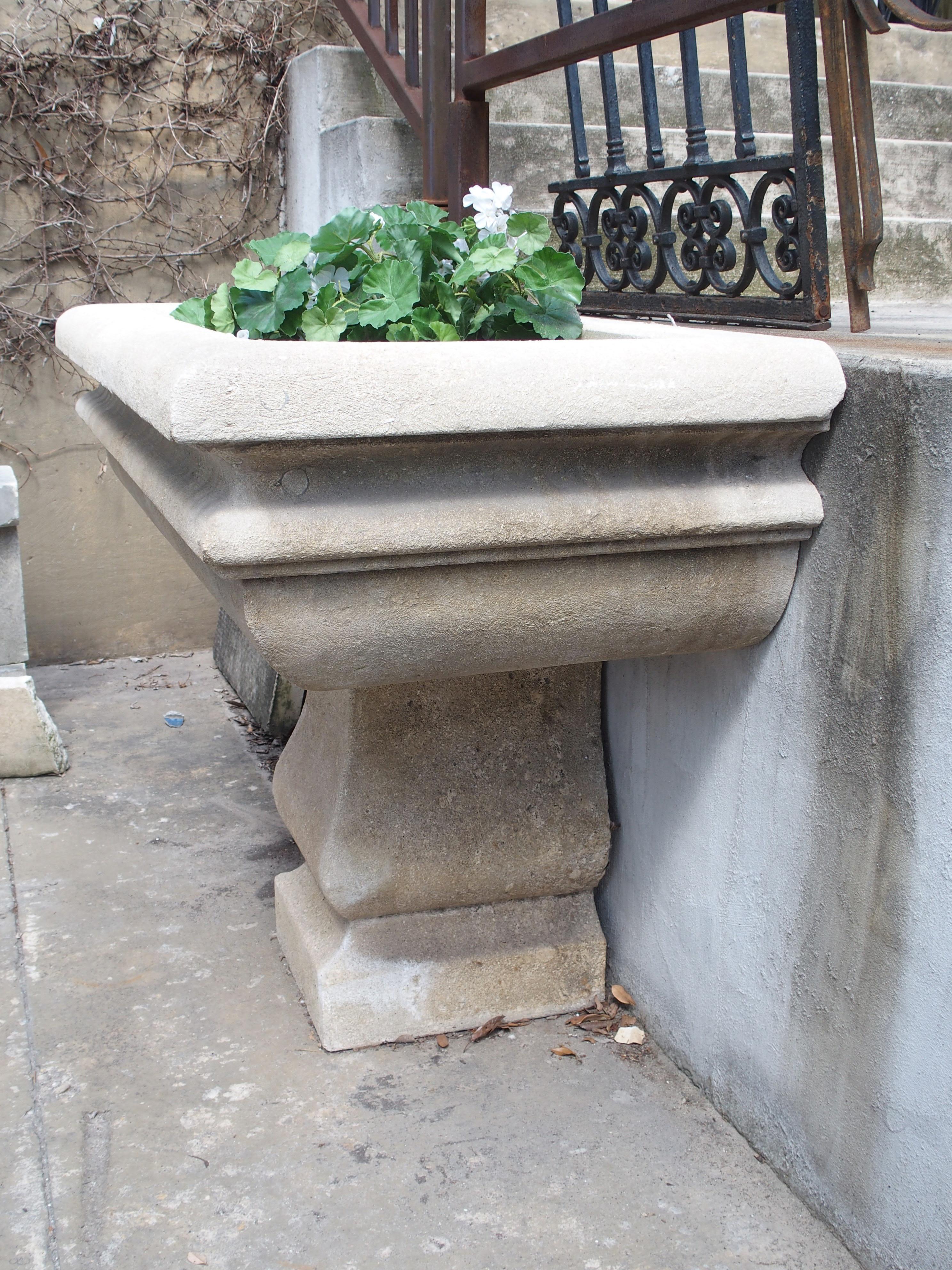 Two Piece Italian Garden Planter or Sink in Carved Limestone For Sale 3