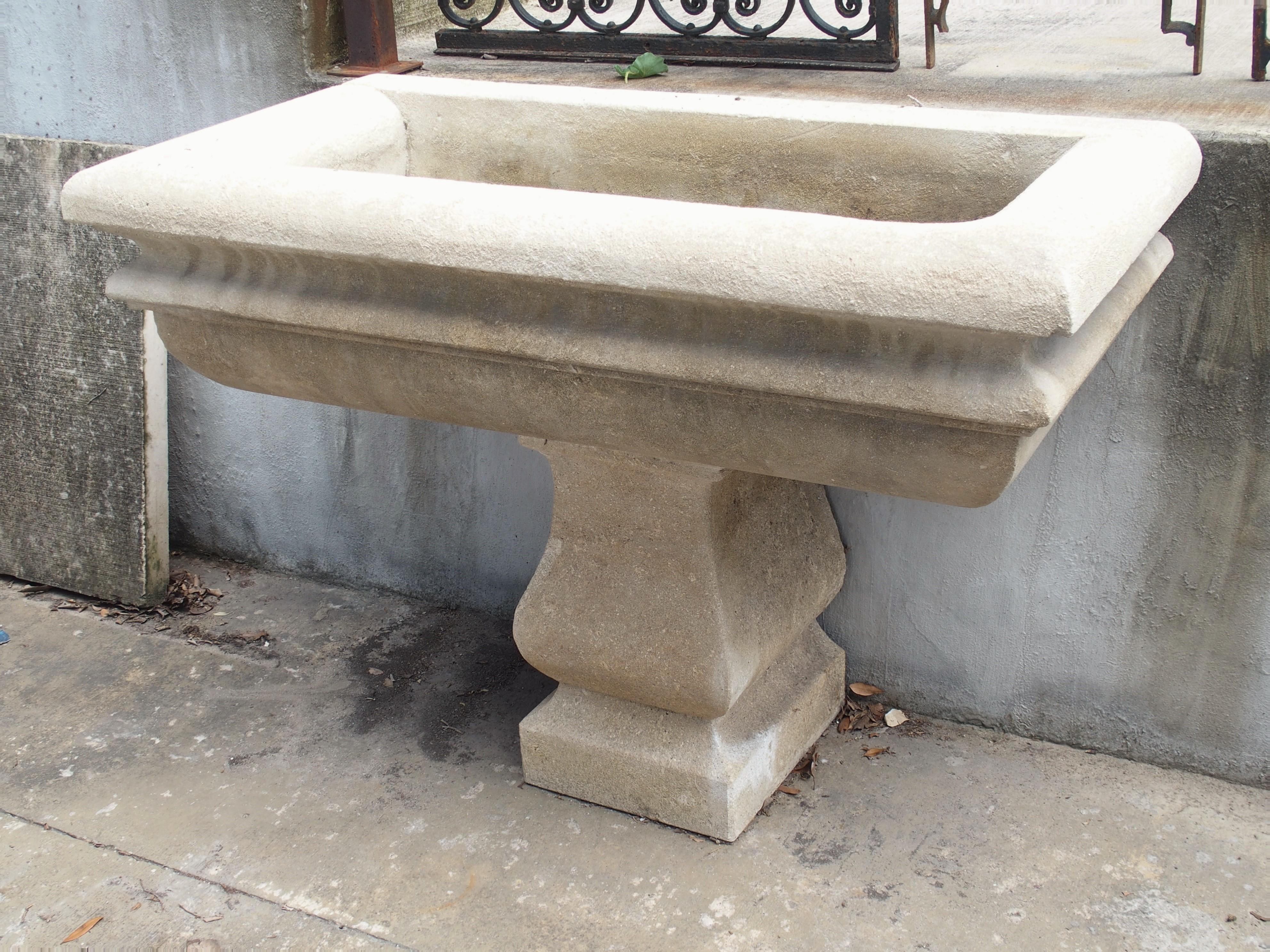 Two Piece Italian Garden Planter or Sink in Carved Limestone For Sale 5