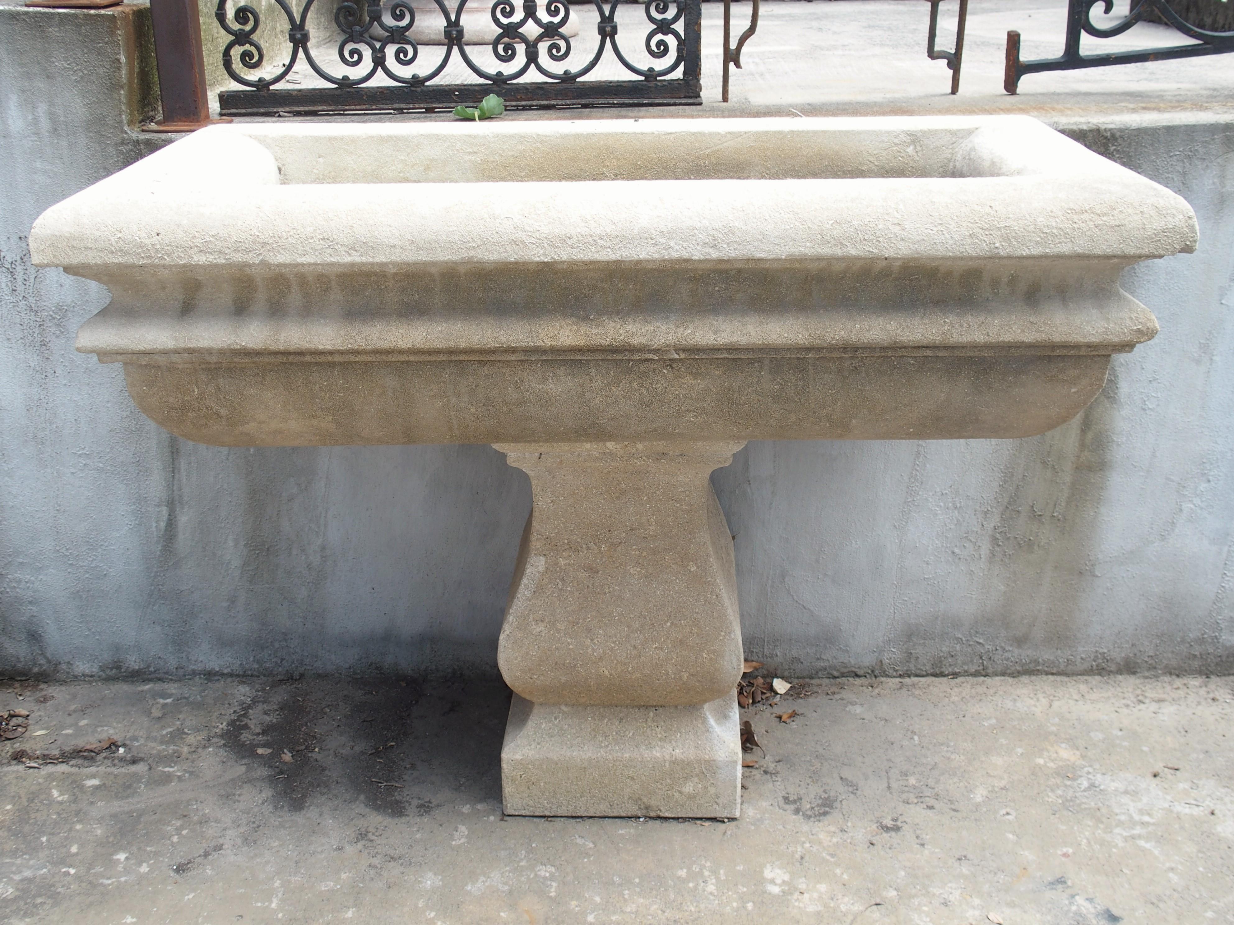 Two Piece Italian Garden Planter or Sink in Carved Limestone 6