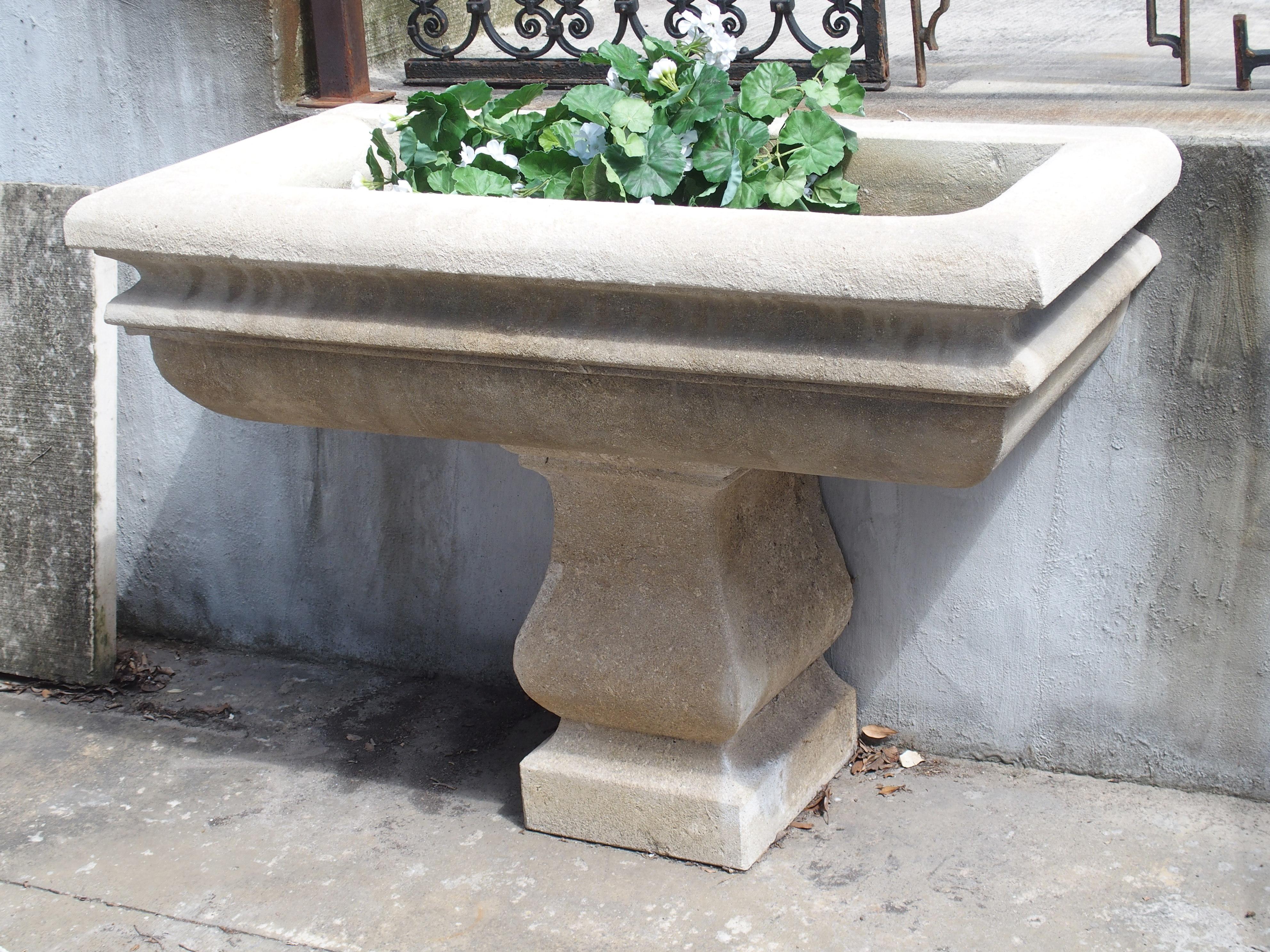 Two Piece Italian Garden Planter or Sink in Carved Limestone 7