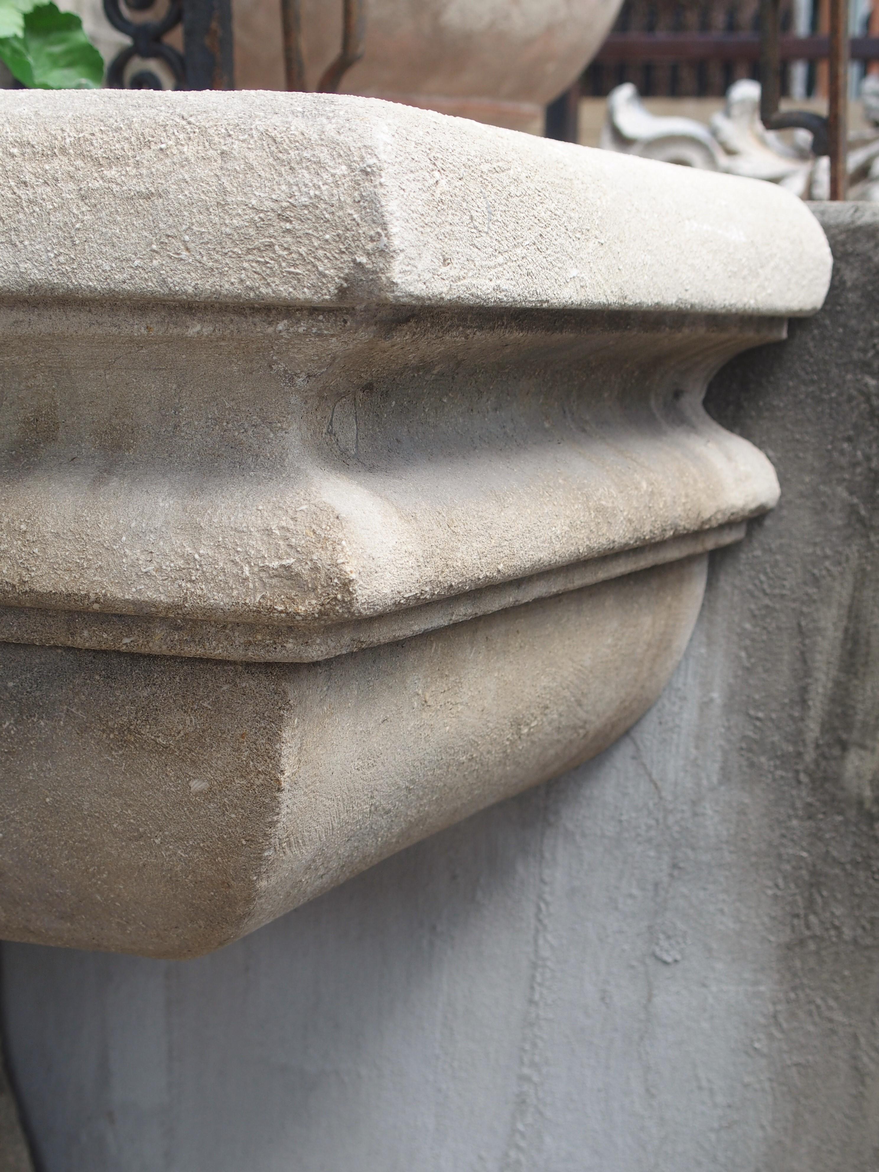 Two Piece Italian Garden Planter or Sink in Carved Limestone In Good Condition For Sale In Dallas, TX