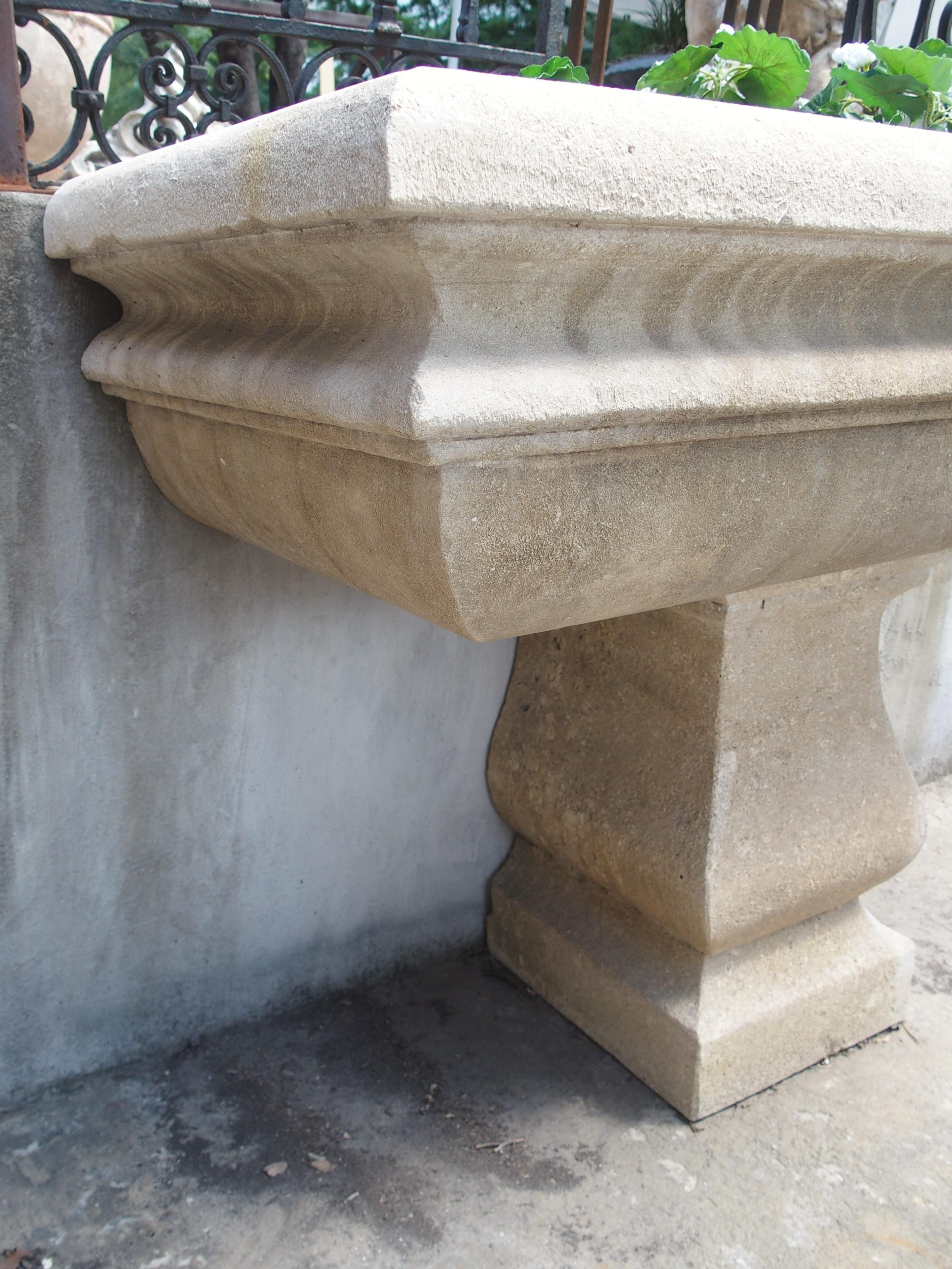 Two Piece Italian Garden Planter or Sink in Carved Limestone 1