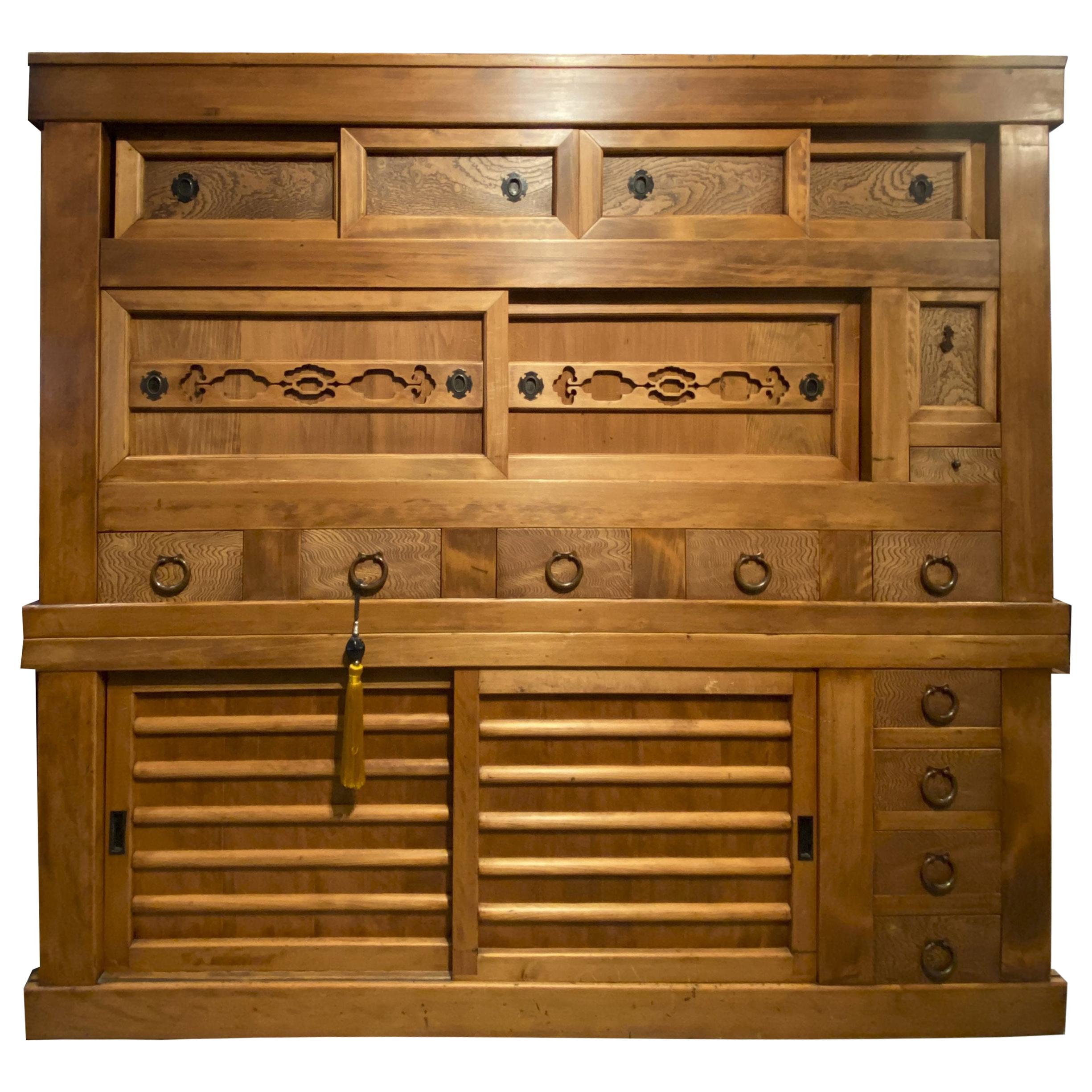 Large Japanese Kitchen Chest from Hikone For Sale at 1stDibs