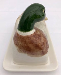 Two-Piece Mallard Ceramic Butter Dish and Plate Handcrafted by Otagiri, Japan
